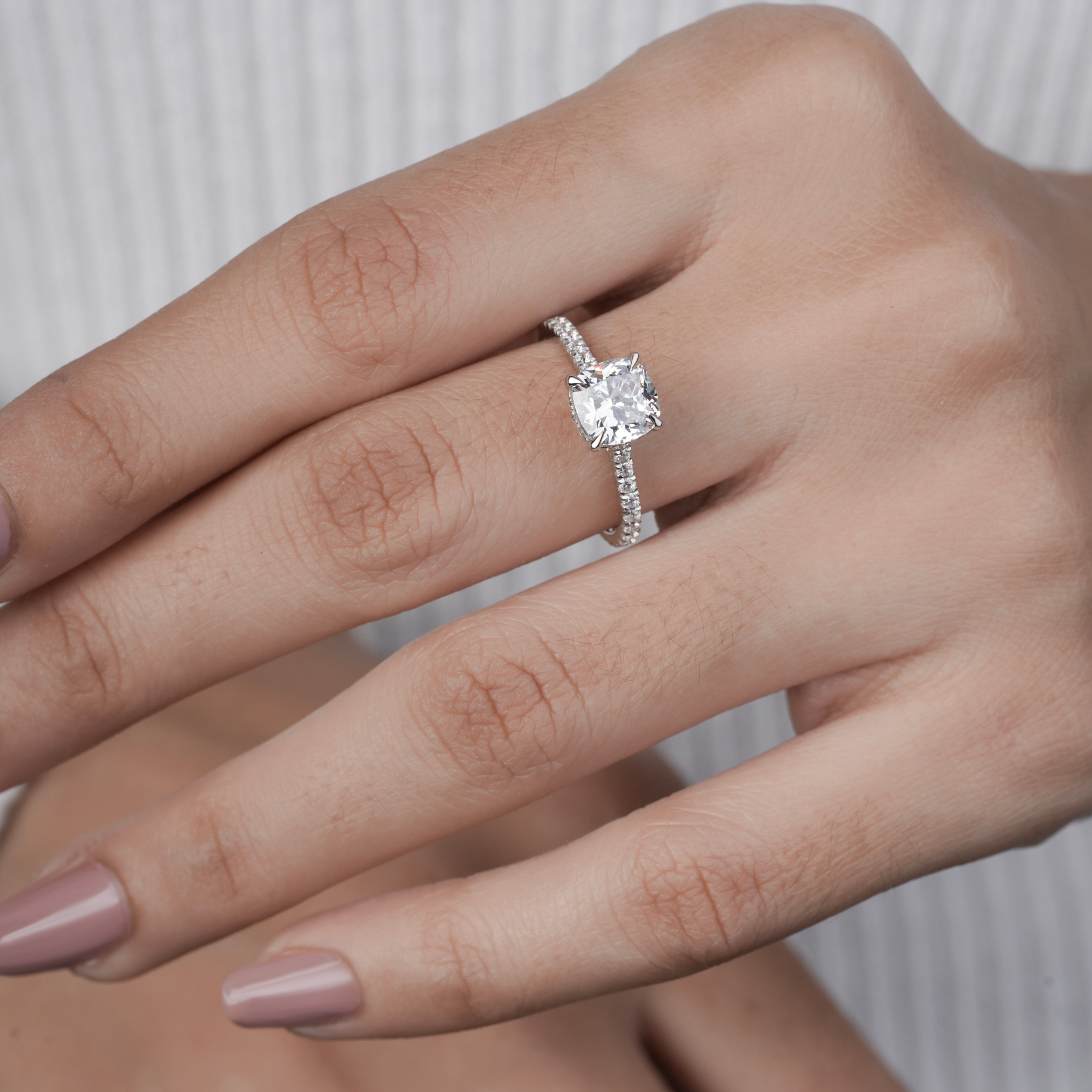 Hidden Halo Cushion-Cut Engagement Ring