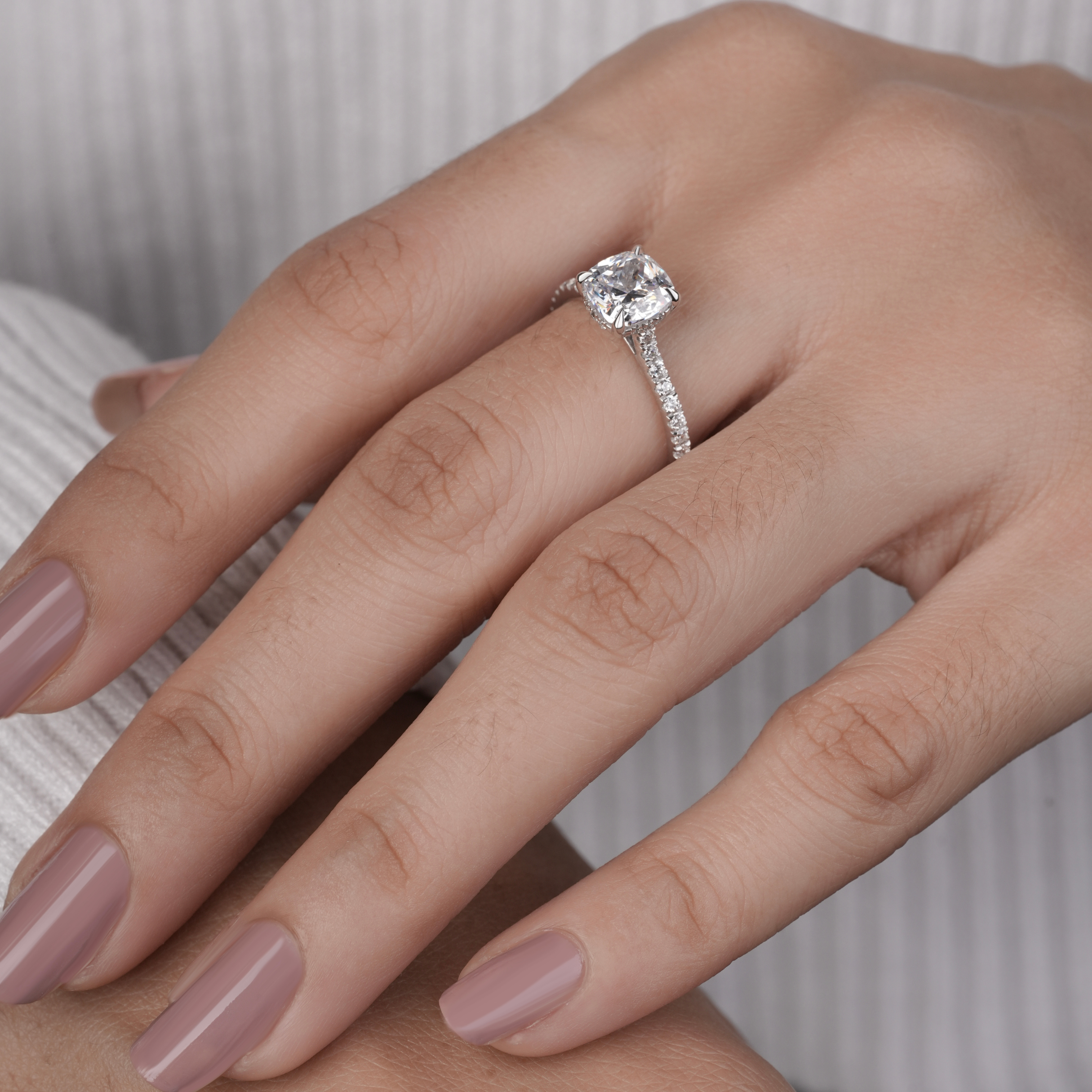Hidden Halo Cushion-Cut Engagement Ring