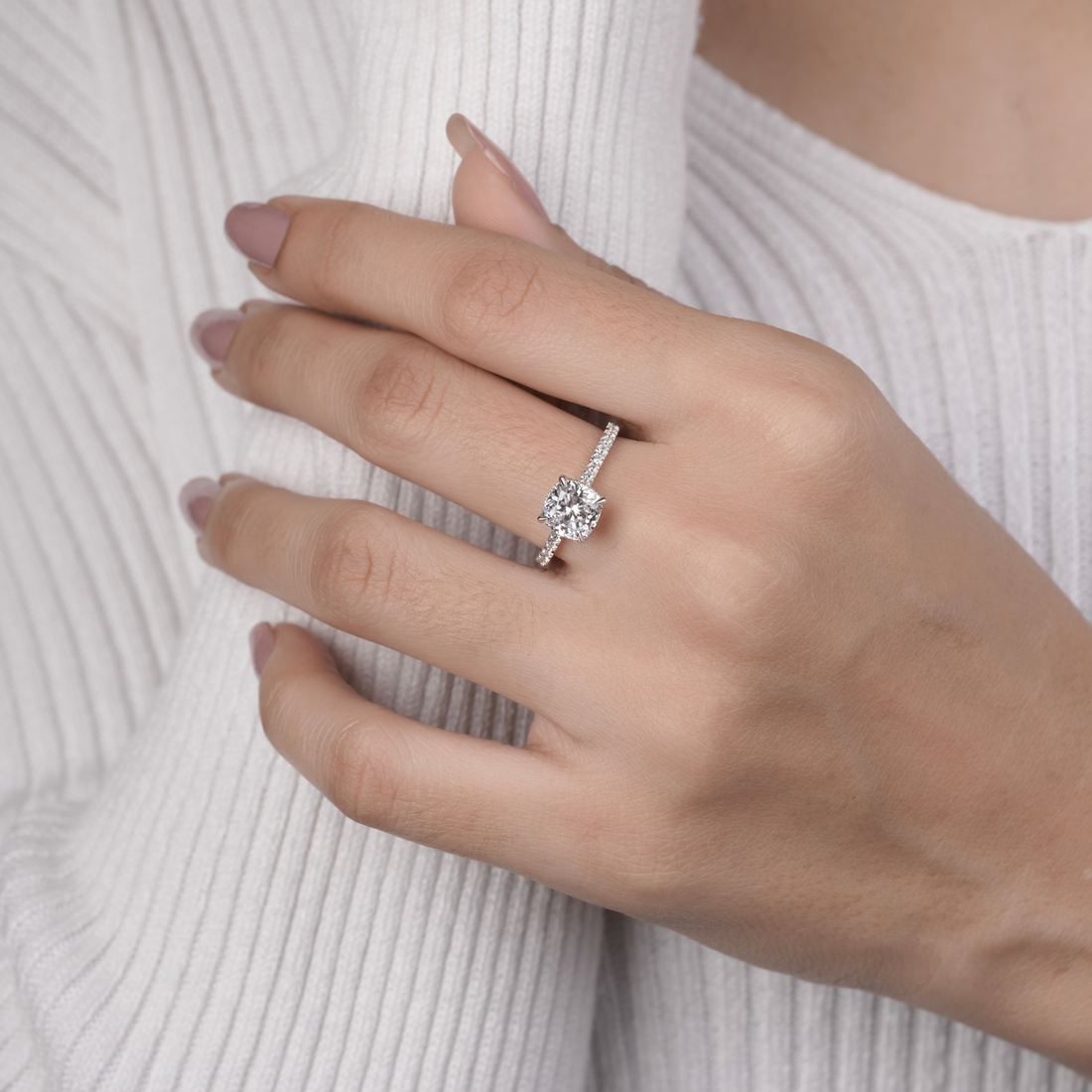 Hidden Halo Cushion-Cut Engagement Ring