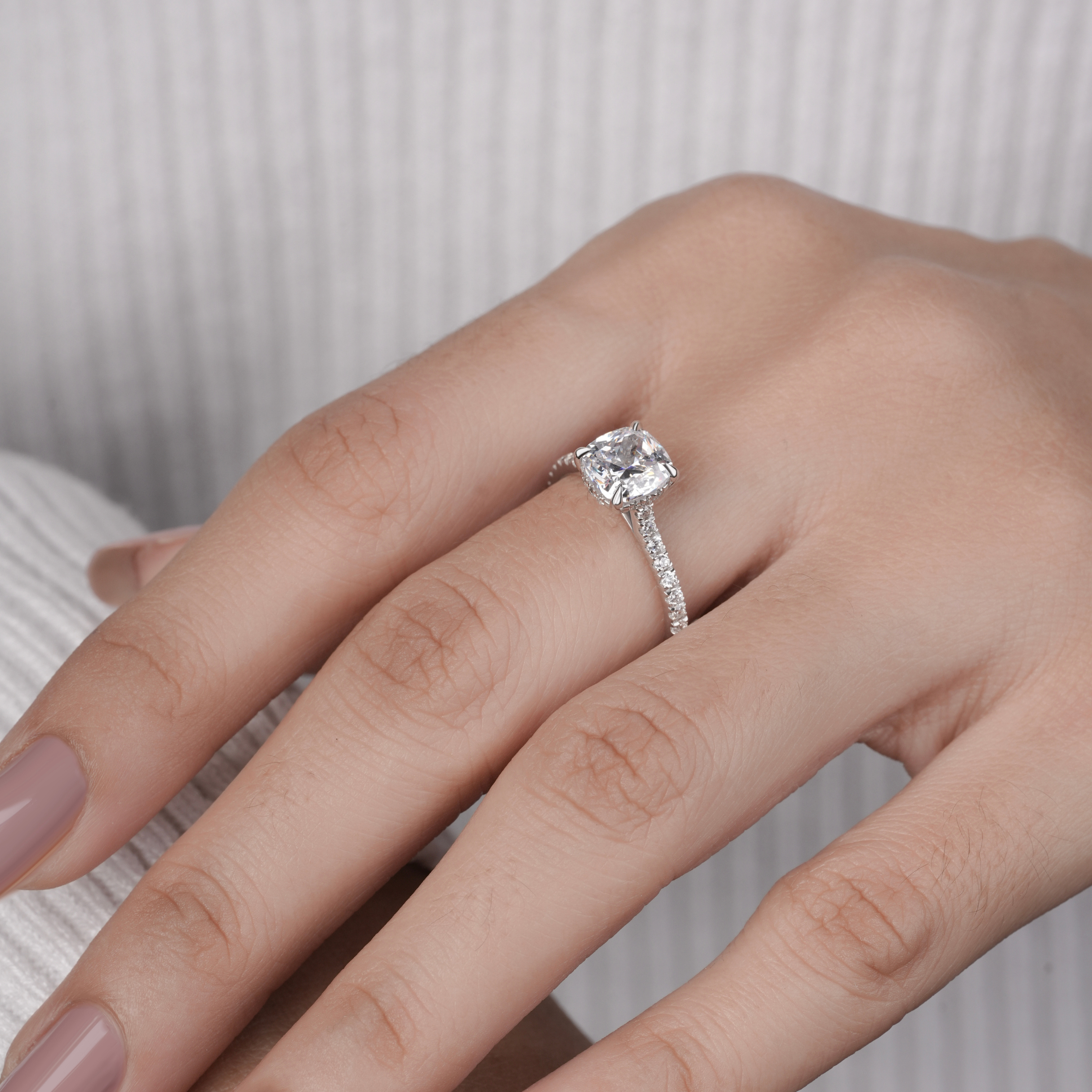 Hidden Halo Cushion-Cut Engagement Ring