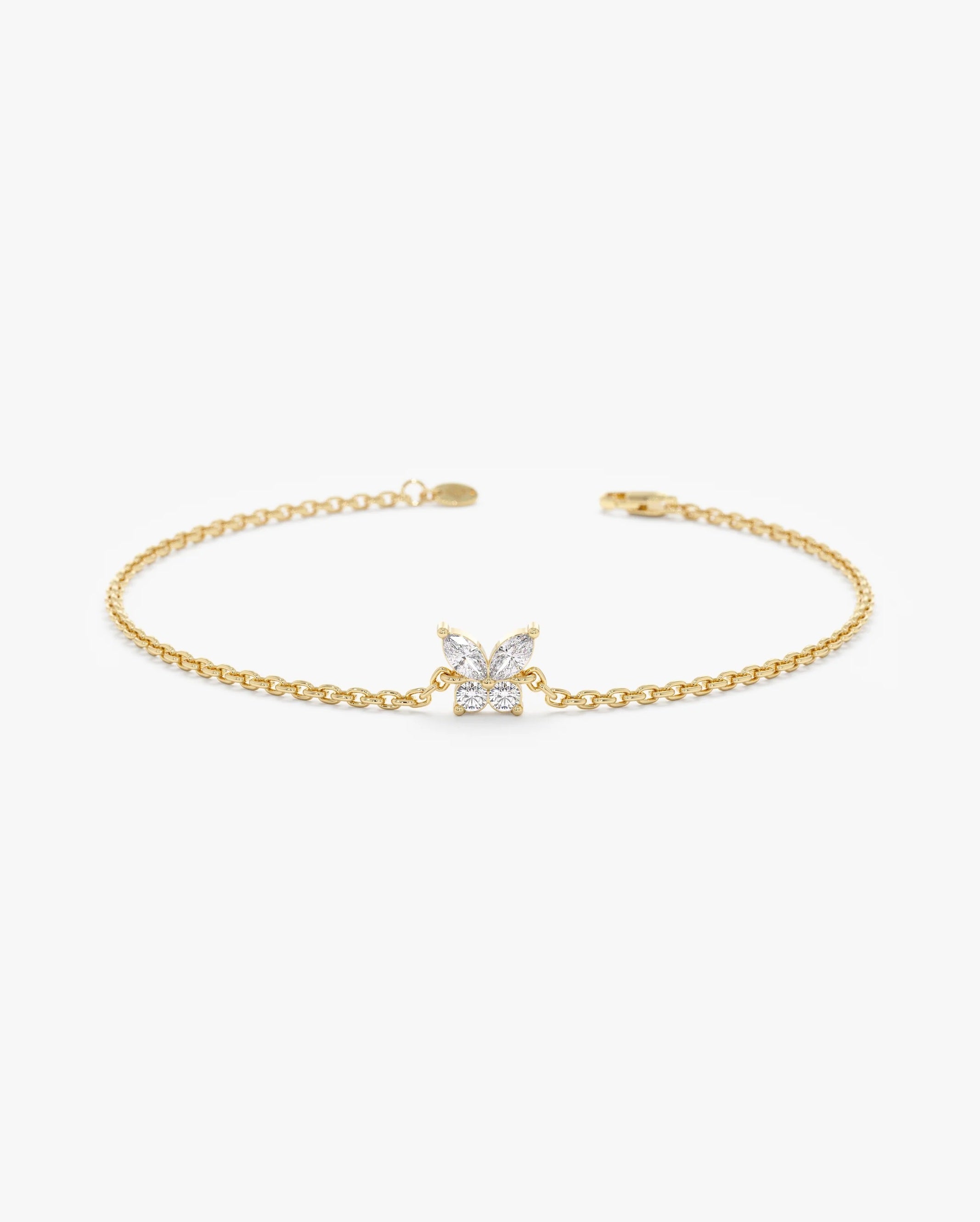 Butterfly Diamond Bracelet 14K Yellow Gold