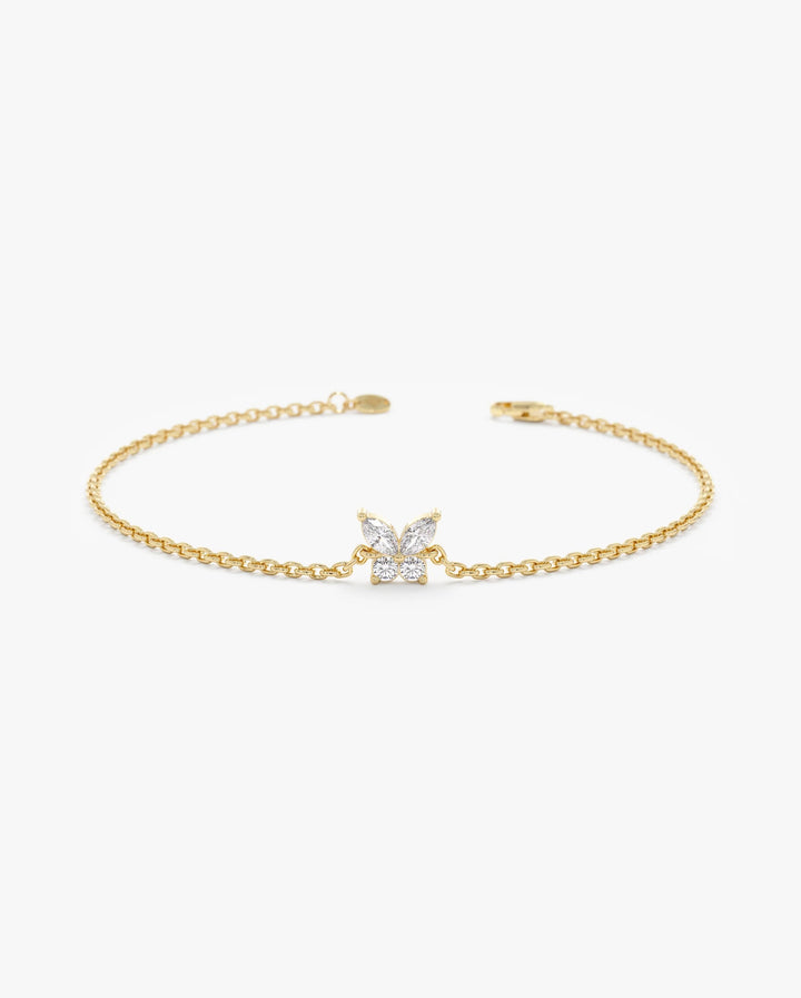 Butterfly Diamond Bracelet 14K Yellow Gold