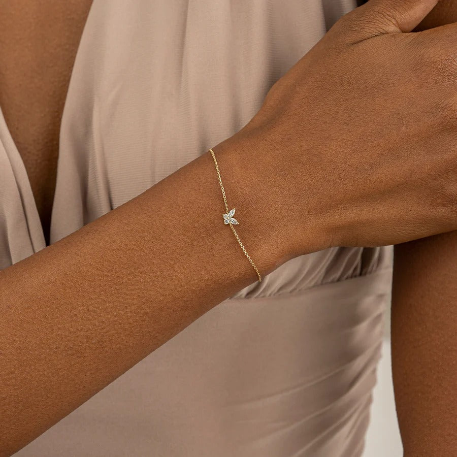 Butterfly Diamond Bracelet 14K White Gold