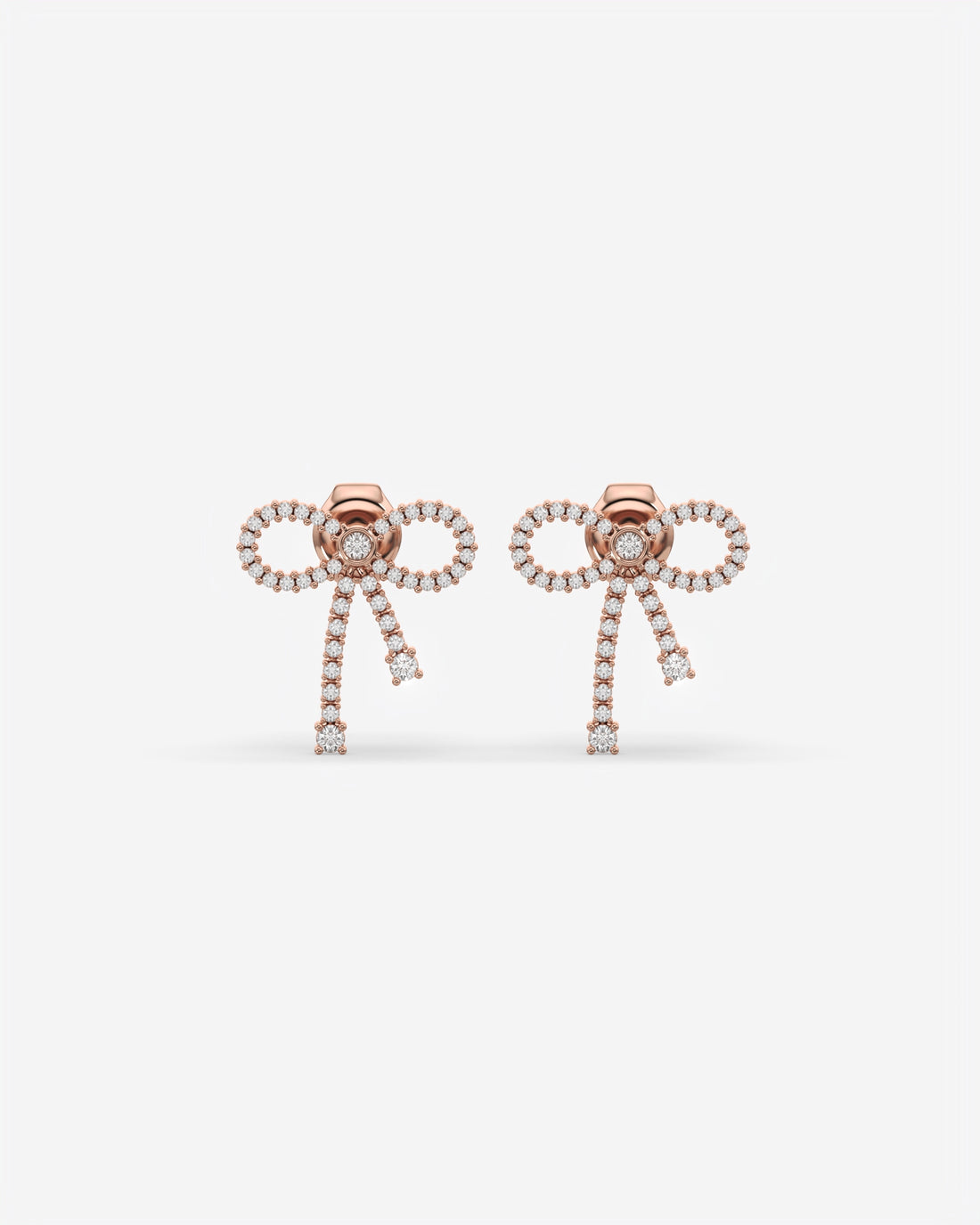 Diamond Bow Dangle Earrings 14K Rose Gold