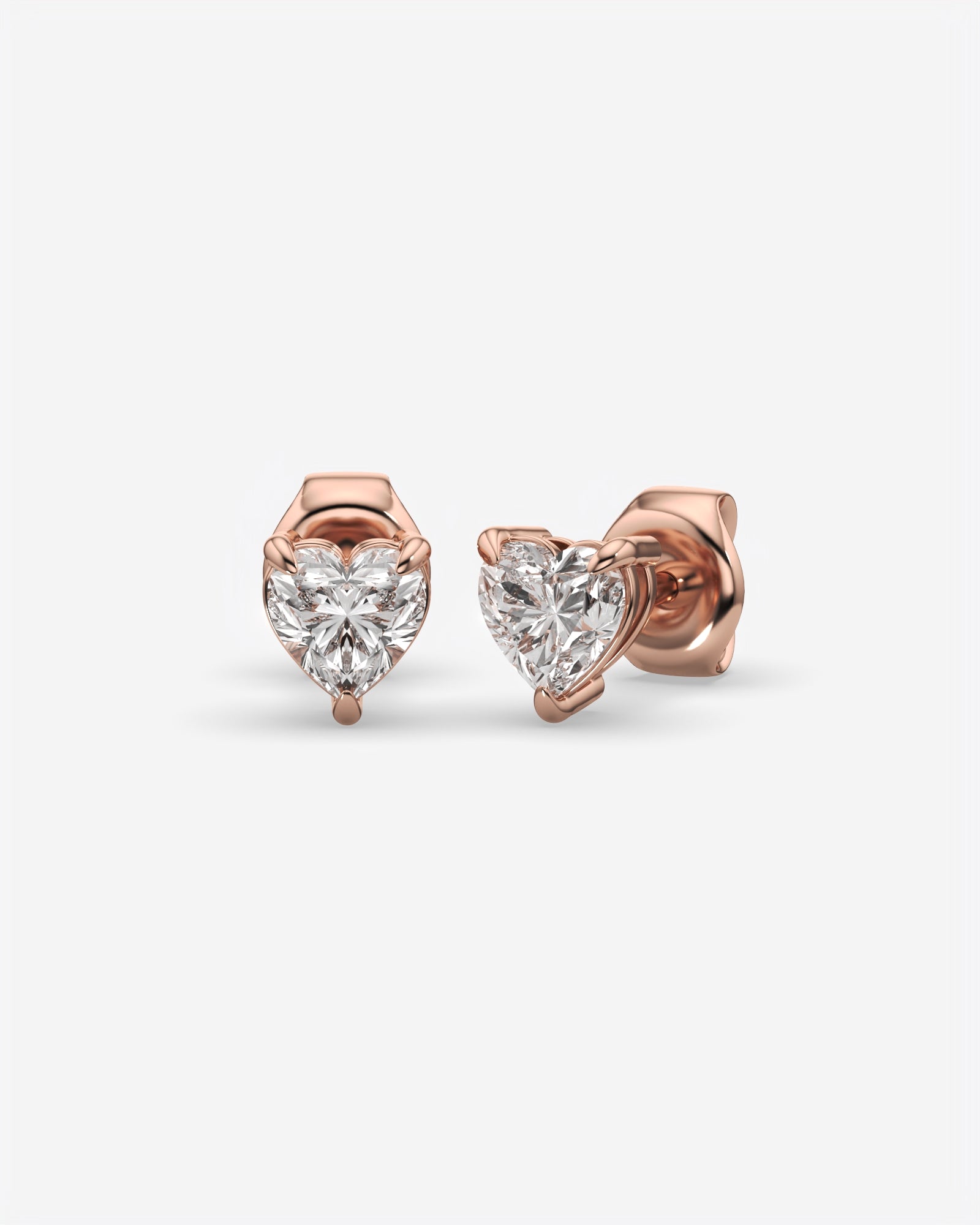 Lab Grown Heart Diamond Stud Earrings 14K Rose Gold