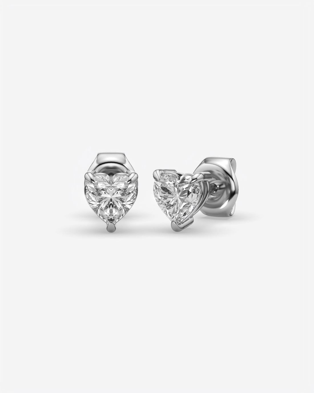 Lab Grown Heart Diamond Stud Earrings 14K White Gold