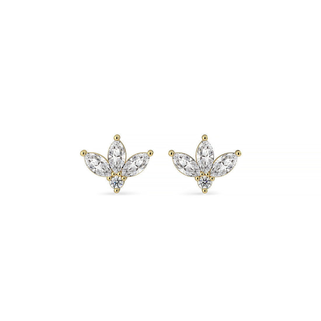 Half-flower diamond stud earrings