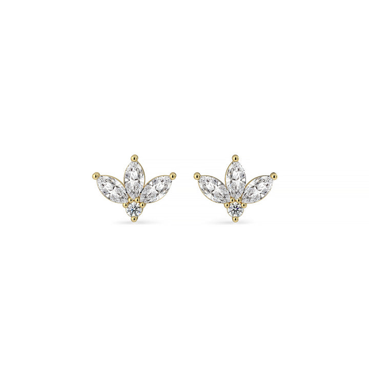 Half-flower diamond stud earrings