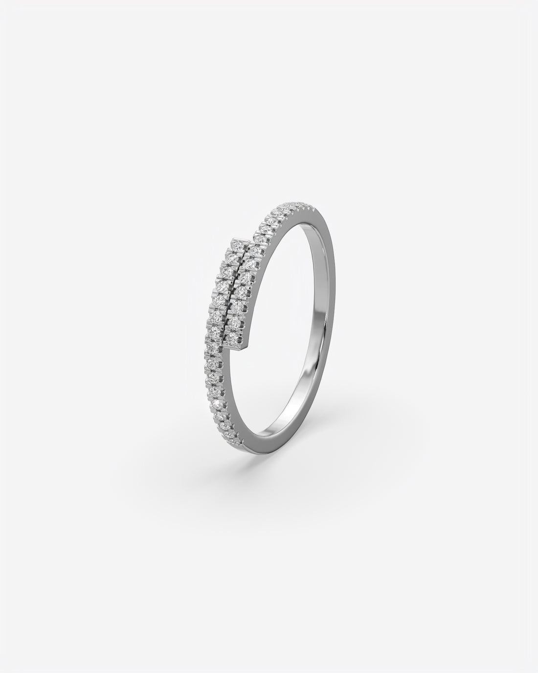 Cross Over Diamond 18K White Gold