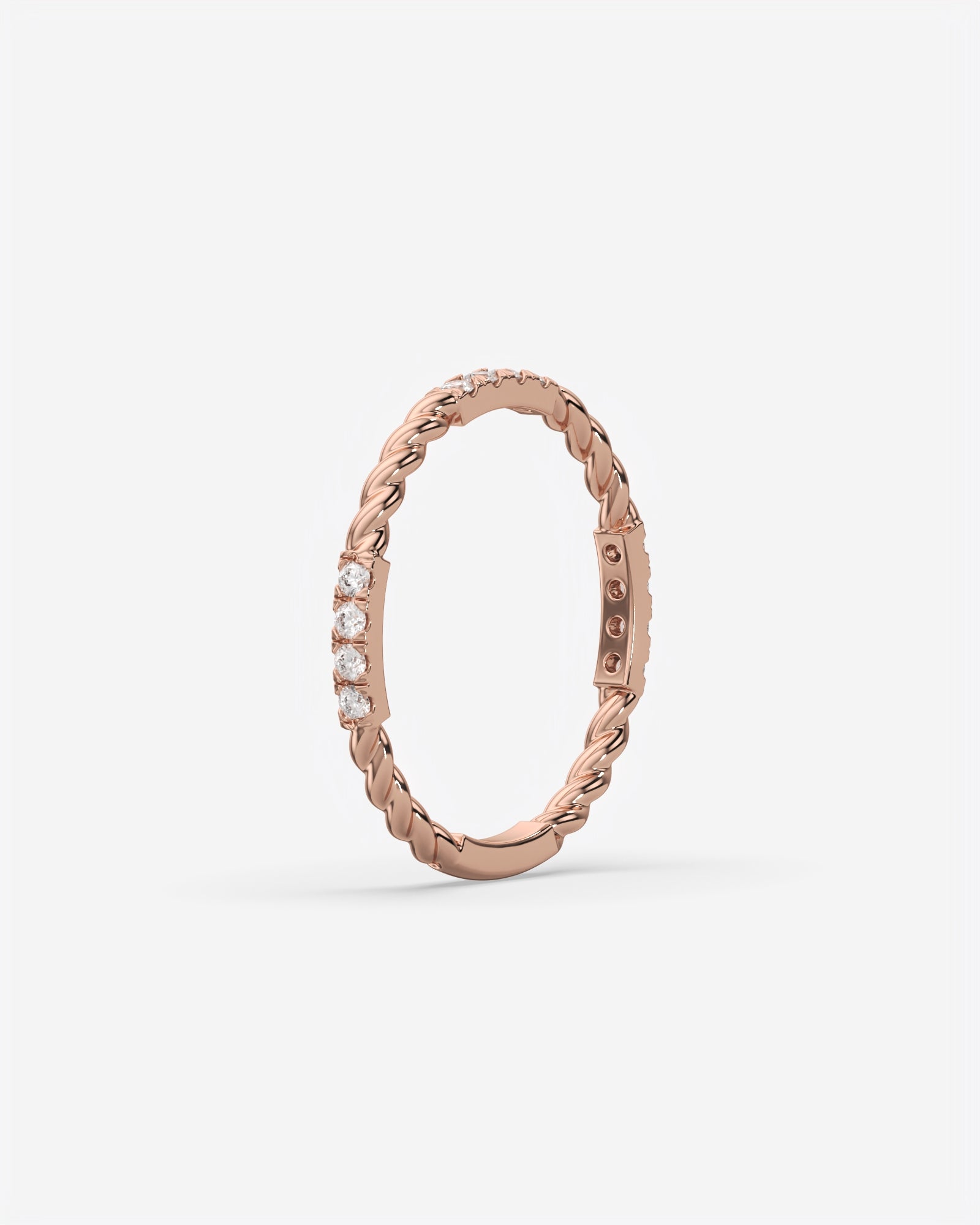 Twisted Diamond Bar Ring 18K Rose Gold