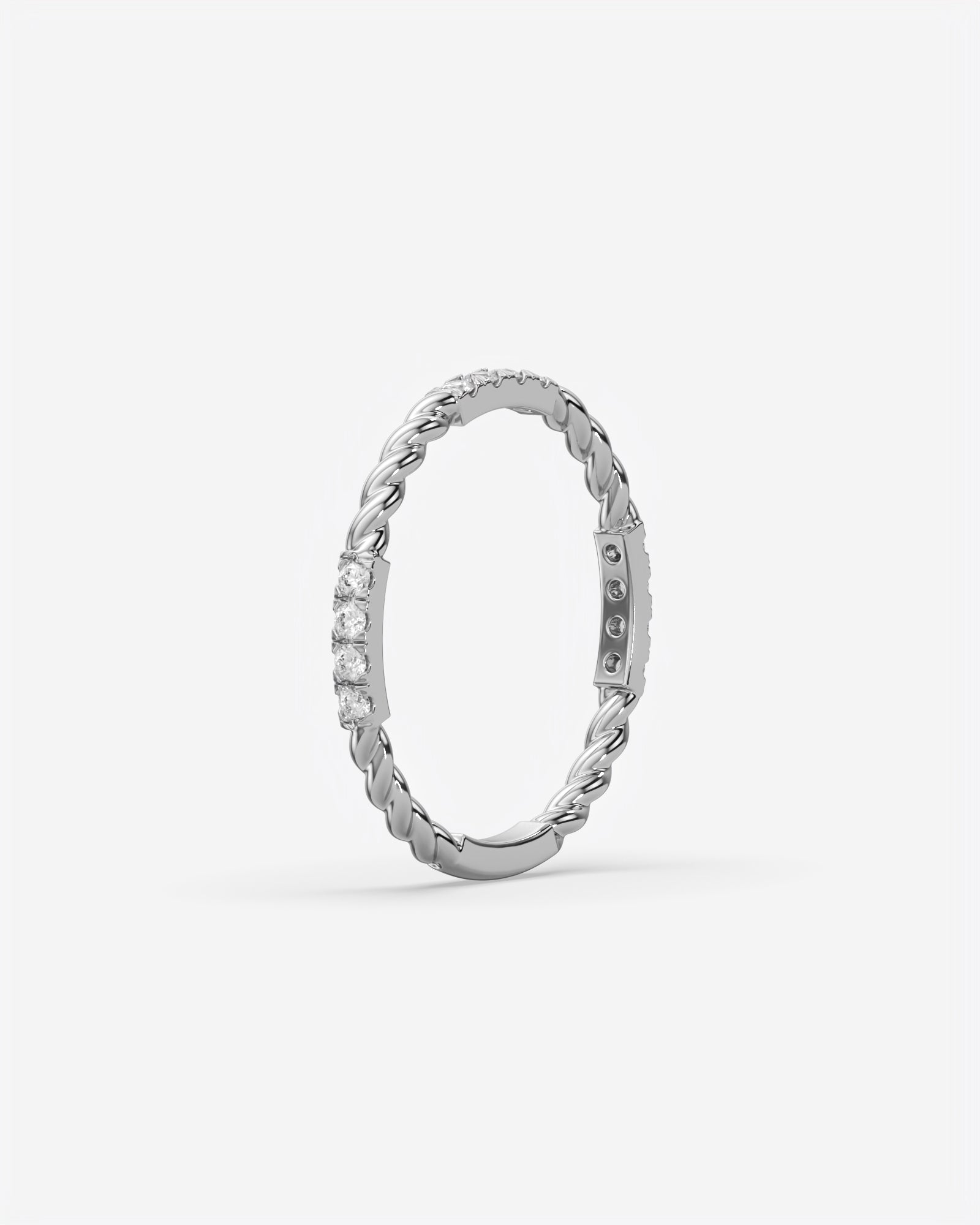 Twisted Diamond Bar Ring 14K White Gold