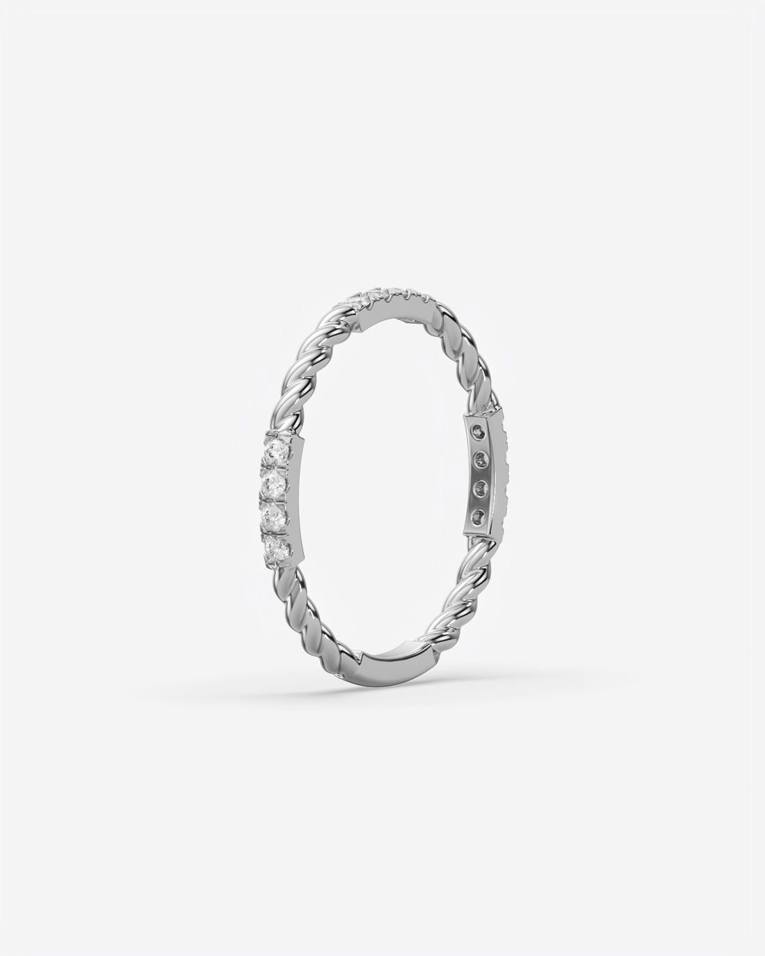 Twisted Diamond Bar Ring 14K White Gold