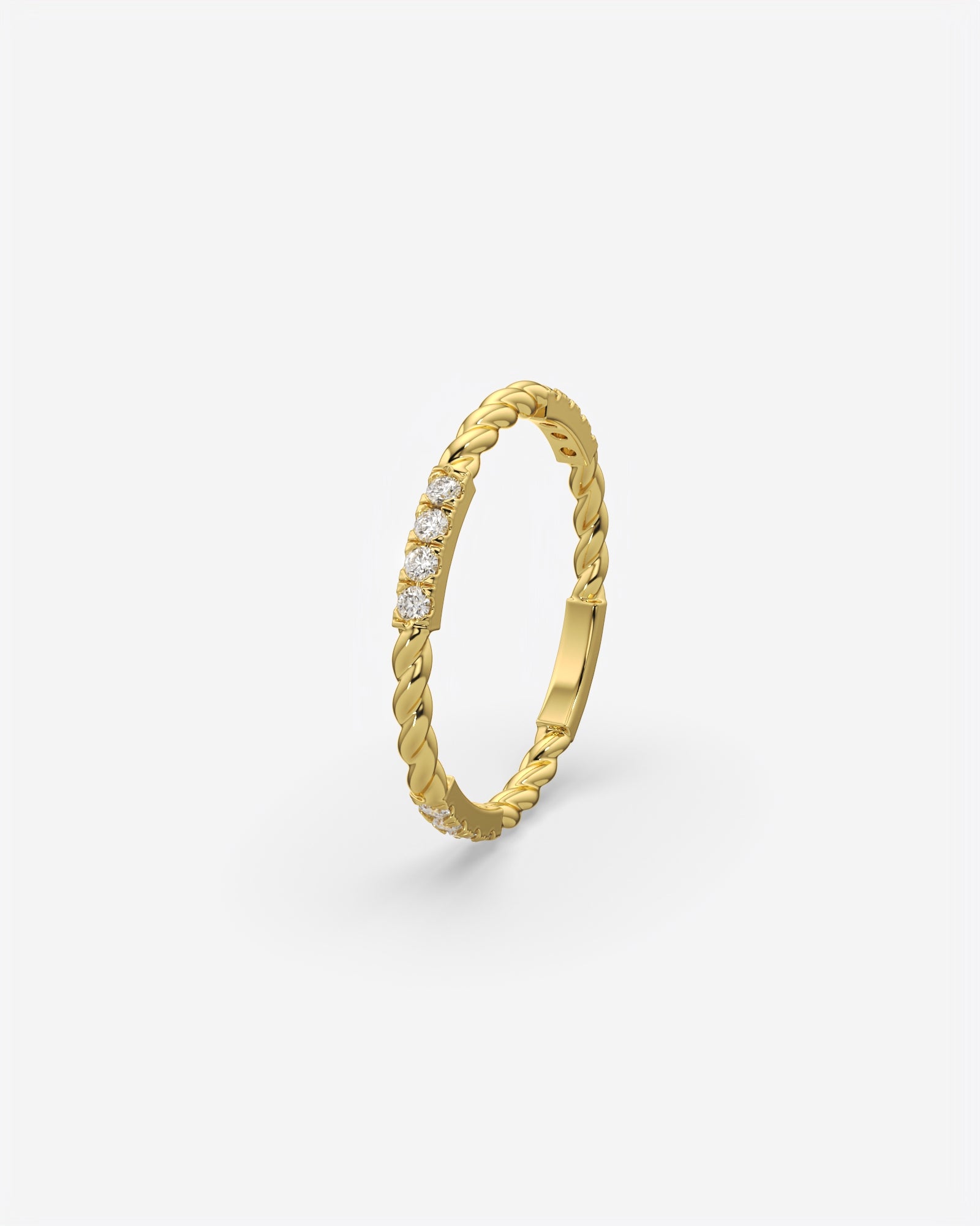 Twisted Diamond Bar Ring 14K Yellow Gold