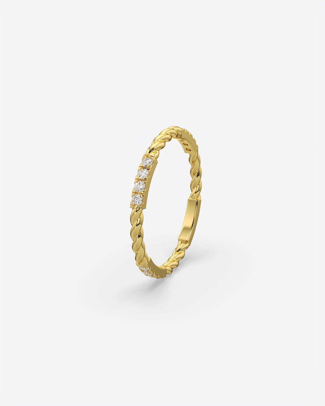 Twisted Diamond Bar Ring 14K Yellow Gold