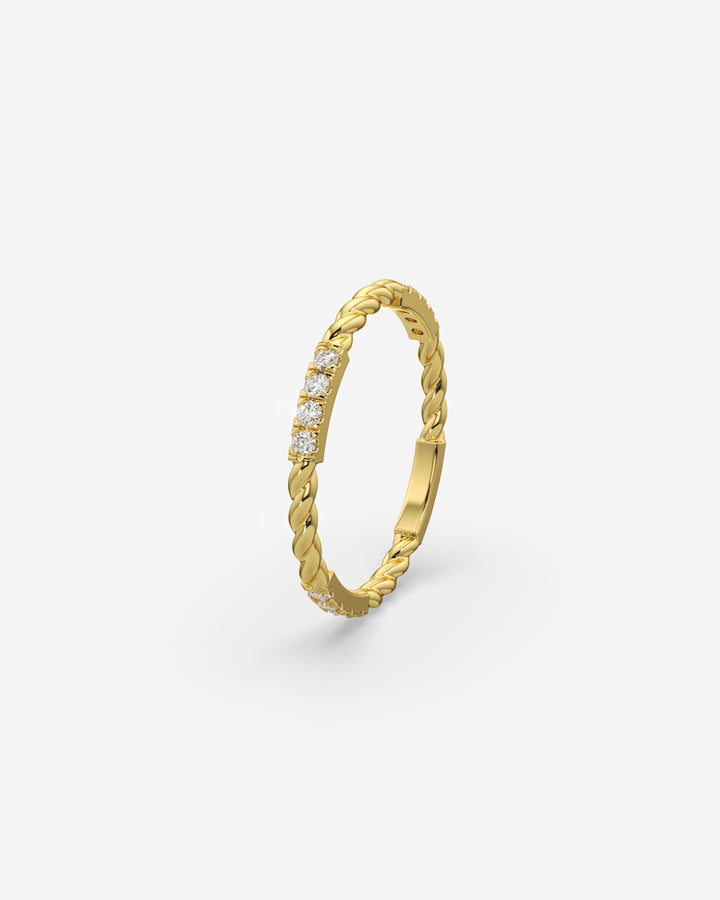 Twisted Diamond Bar Ring 14K Yellow Gold