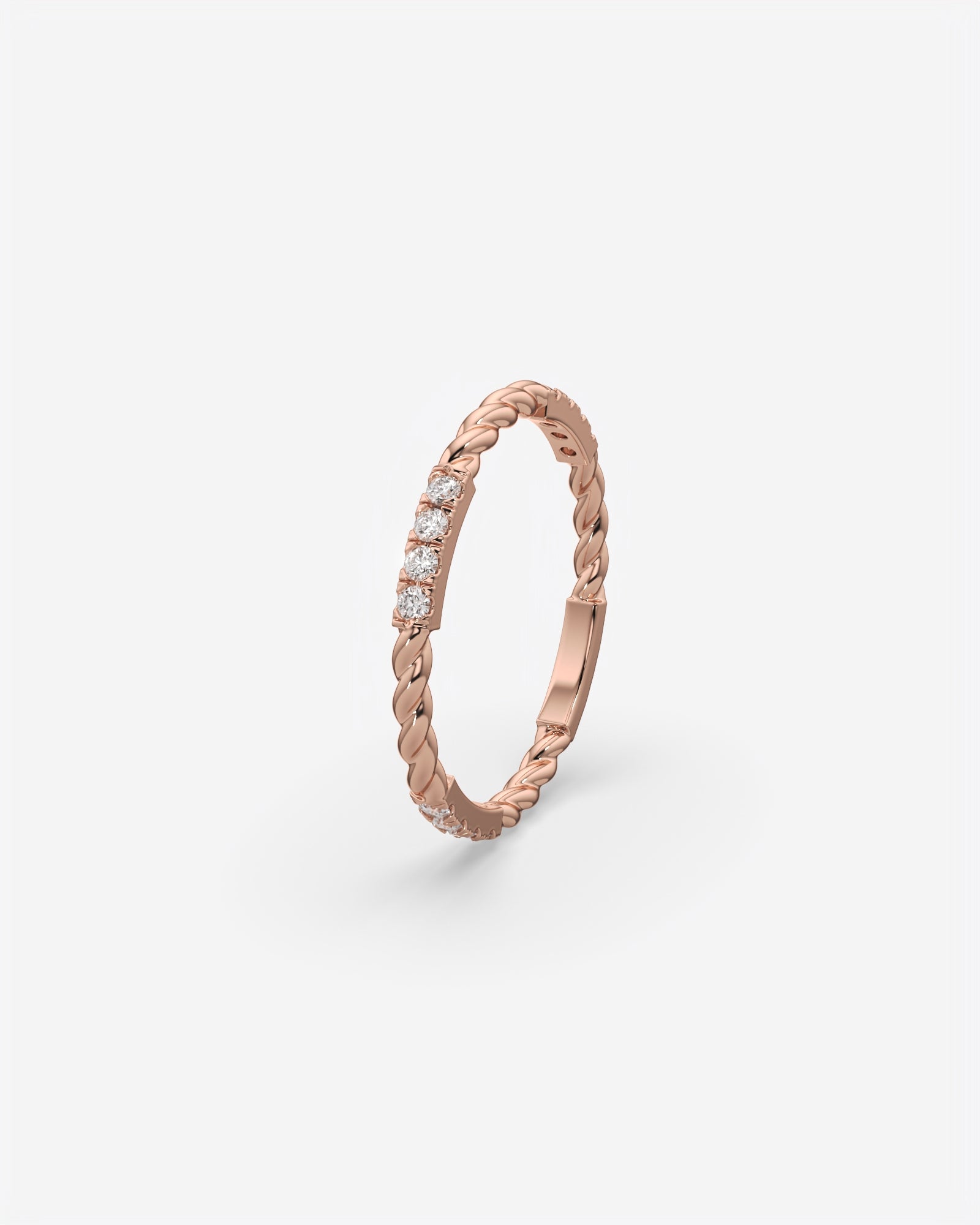 Twisted Diamond Bar Ring 14K Rose Gold
