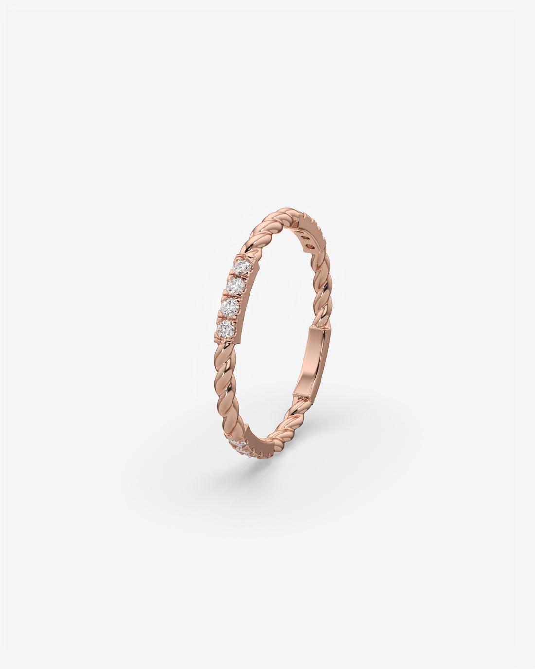 Twisted Diamond Bar Ring 14K Rose Gold