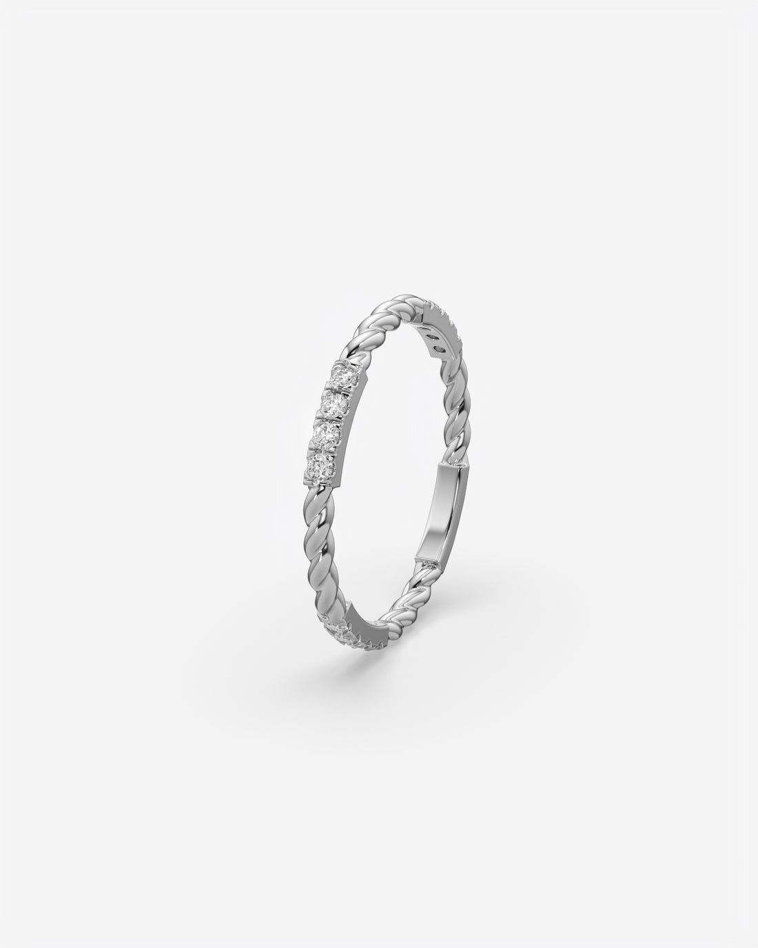 Twisted Diamond Bar Ring 14K White Gold