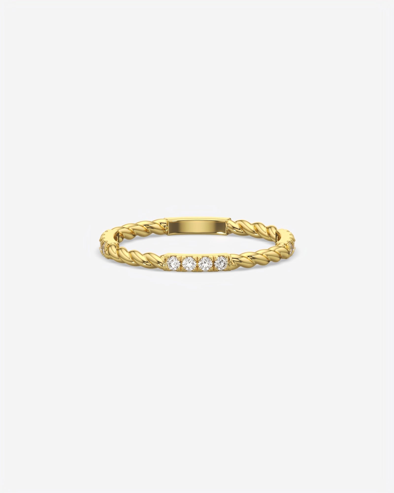 Twisted Diamond Bar Ring 14K Yellow Gold