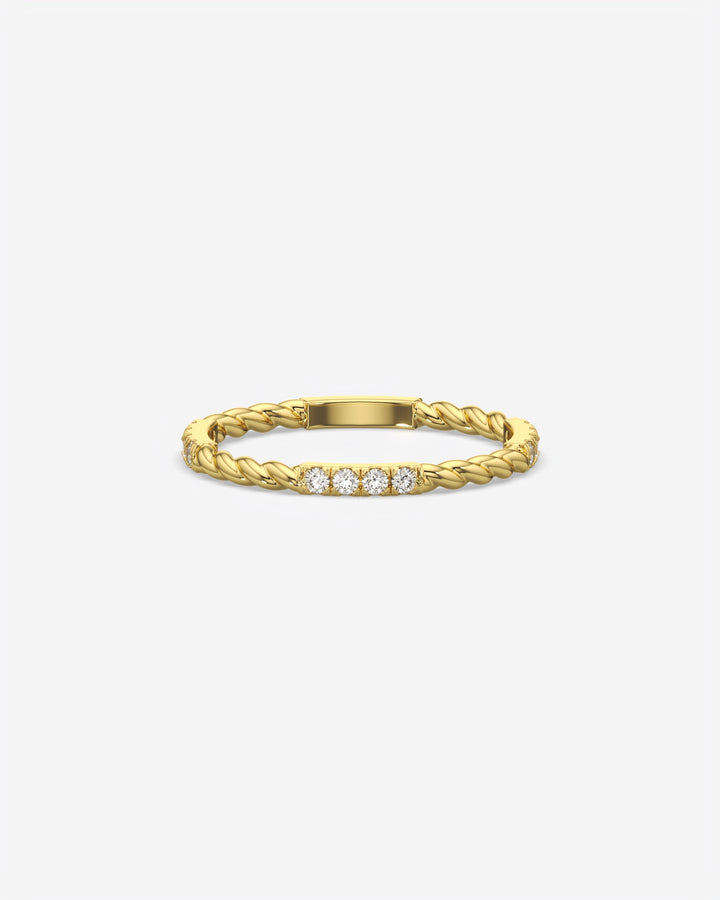 Twisted Diamond Bar Ring 14K Yellow Gold