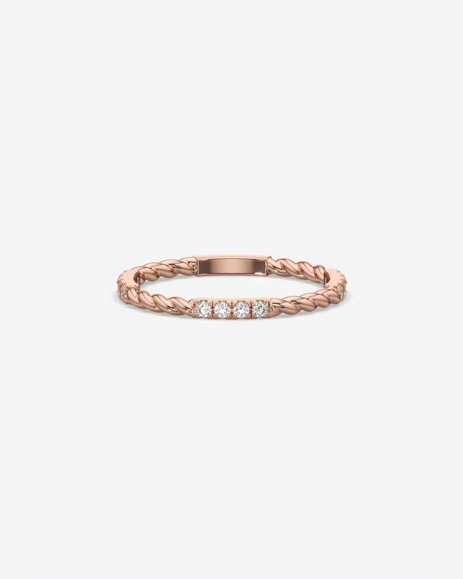 Twisted Diamond Bar Ring 14K Rose Gold