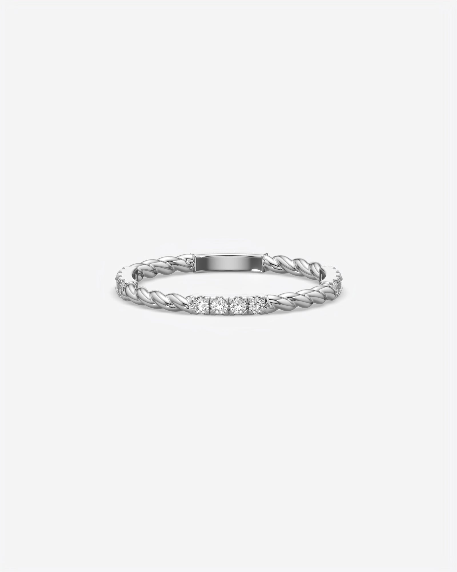 Twisted Diamond Bar Ring 14K White Gold