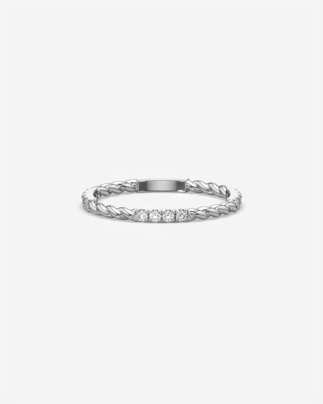 Twisted Diamond Bar Ring 14K White Gold