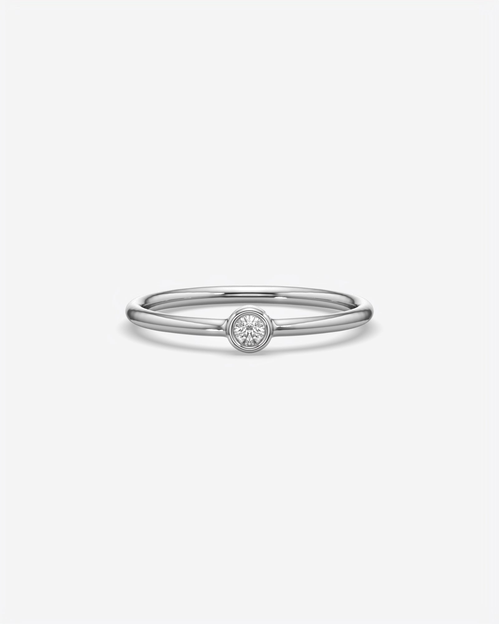 Round Solitaire Diamond Ring 14K White Gold