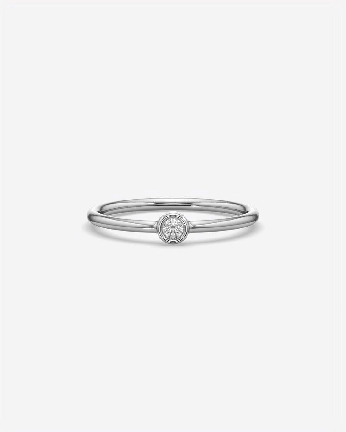 Round Solitaire Diamond Ring 14K White Gold