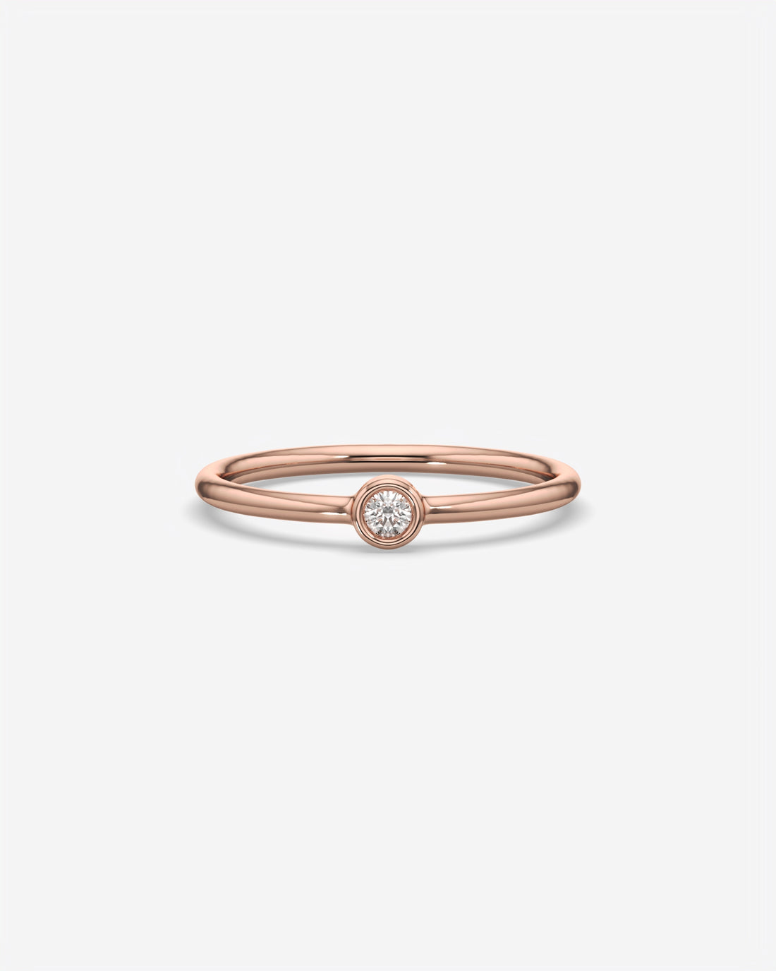 Round Solitaire Diamond Ring 14K Rose Gold