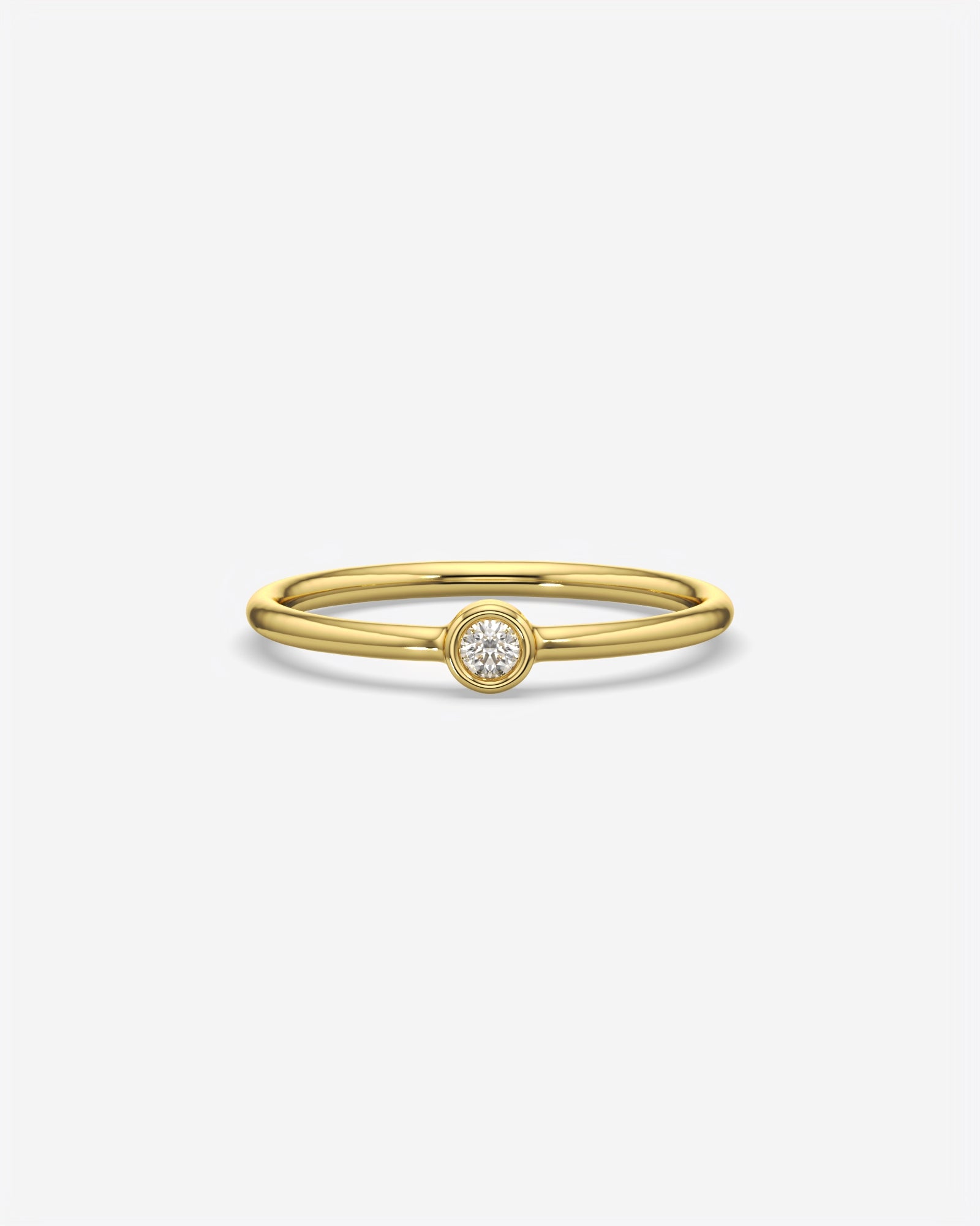 Round Solitaire Diamond Ring 14K Yellow Gold
