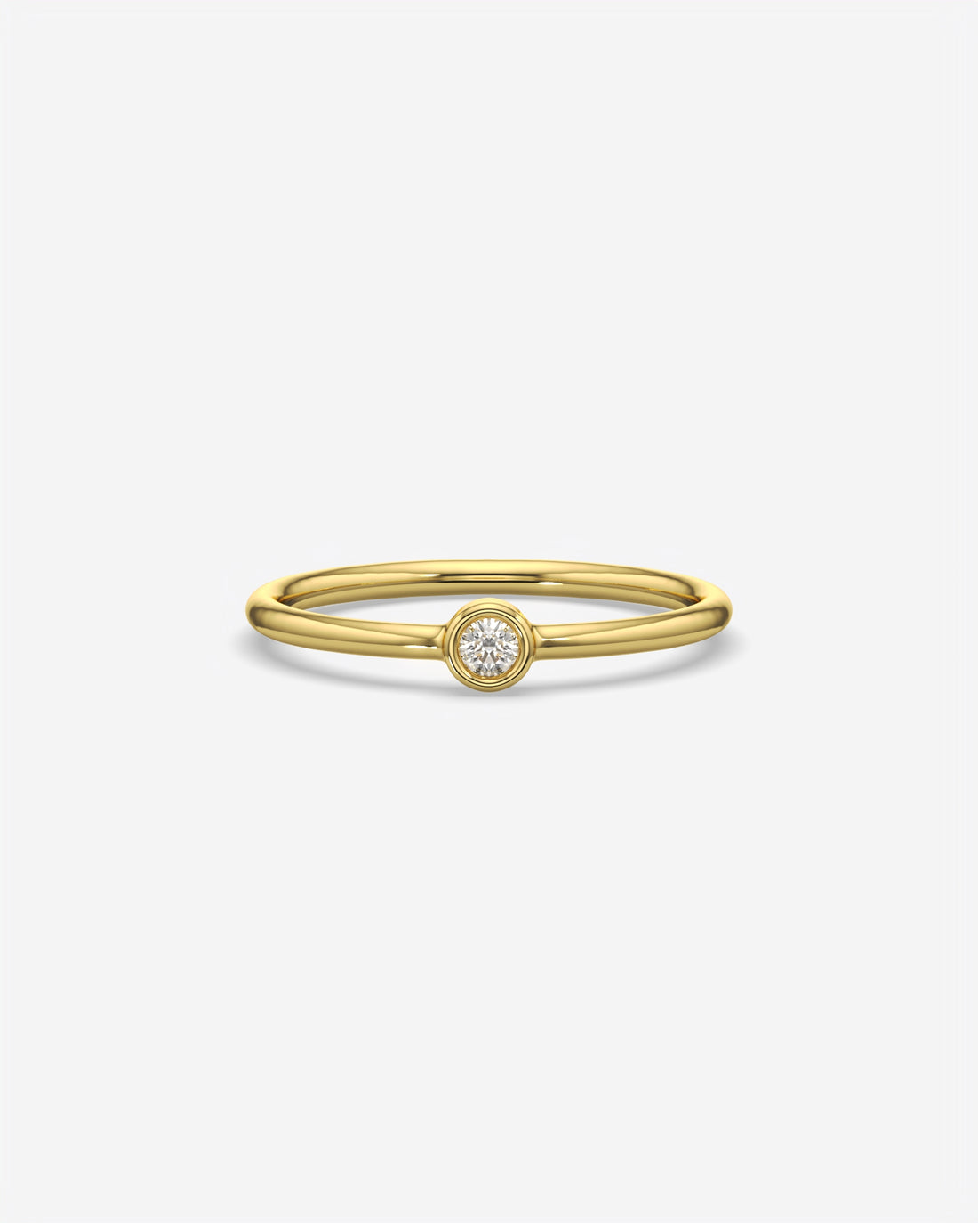 Round Solitaire Diamond Ring 14K Yellow Gold