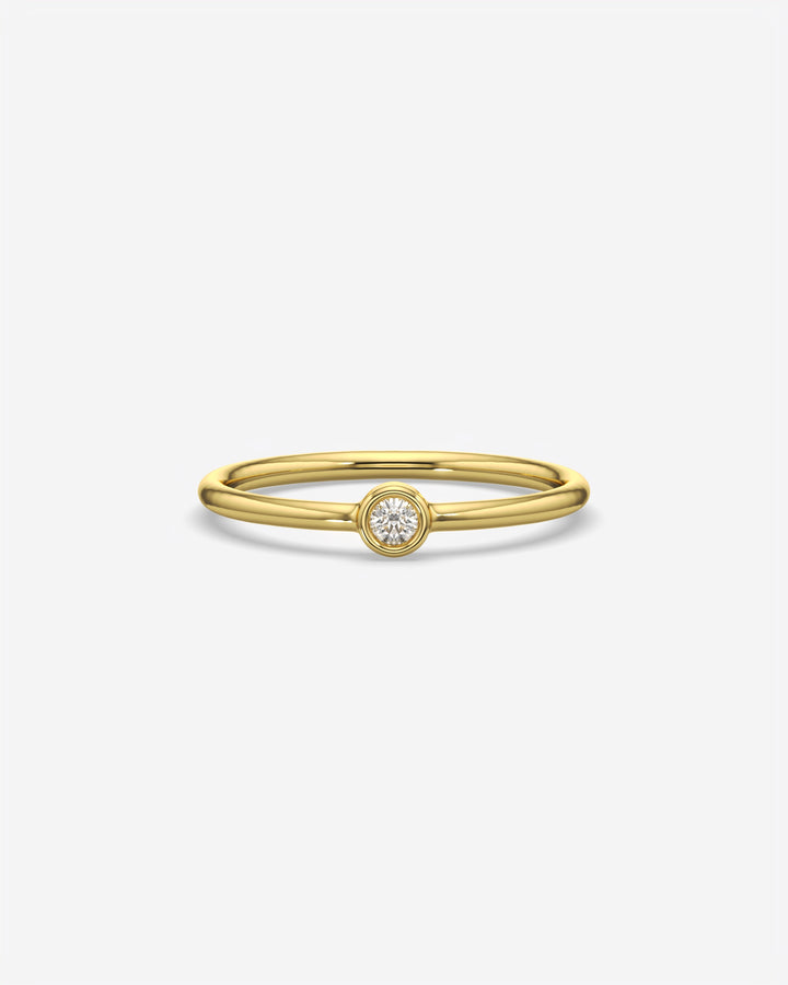 Round Solitaire Diamond Ring 14K Yellow Gold