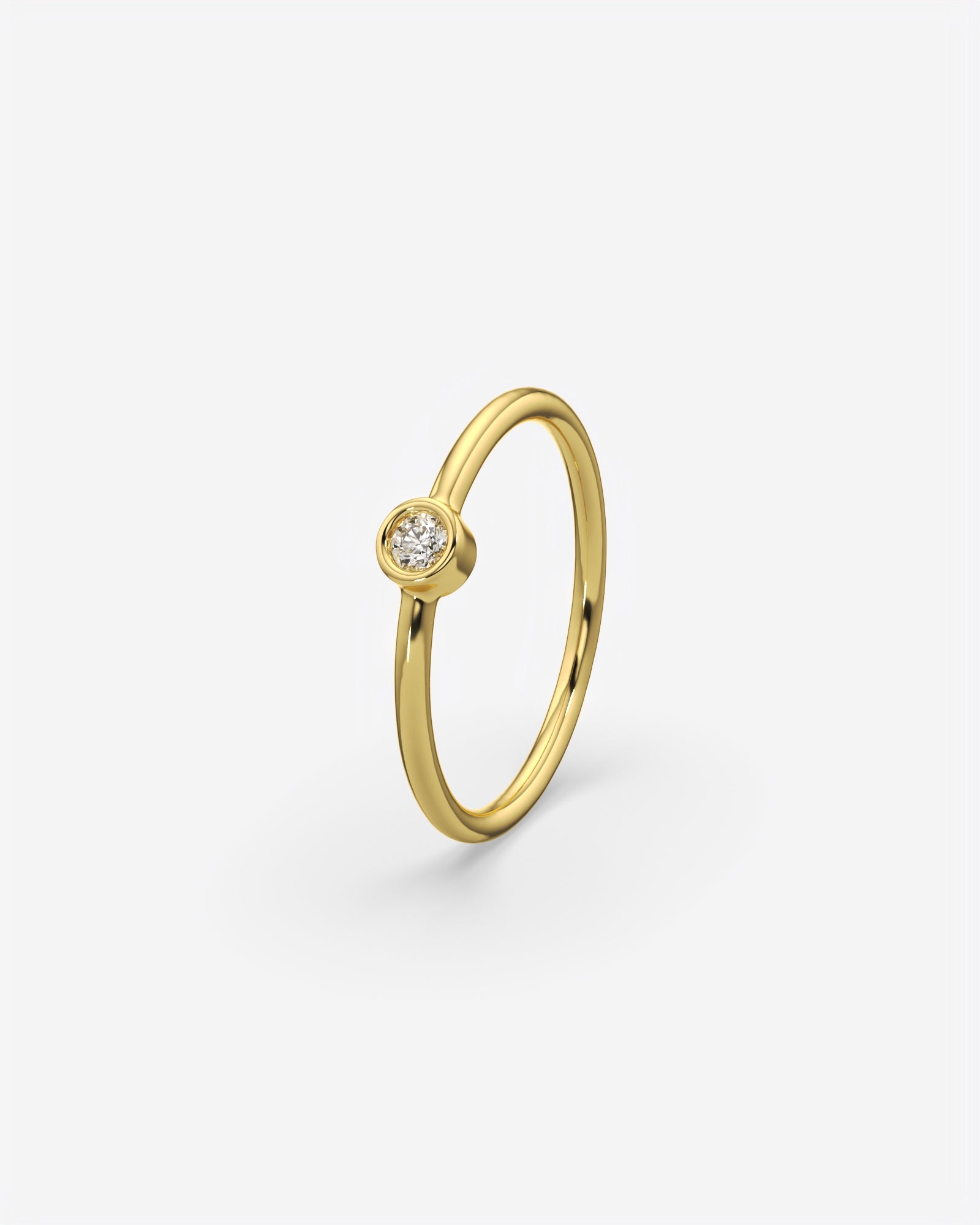 Round Solitaire Diamond Ring 14K Yellow Gold