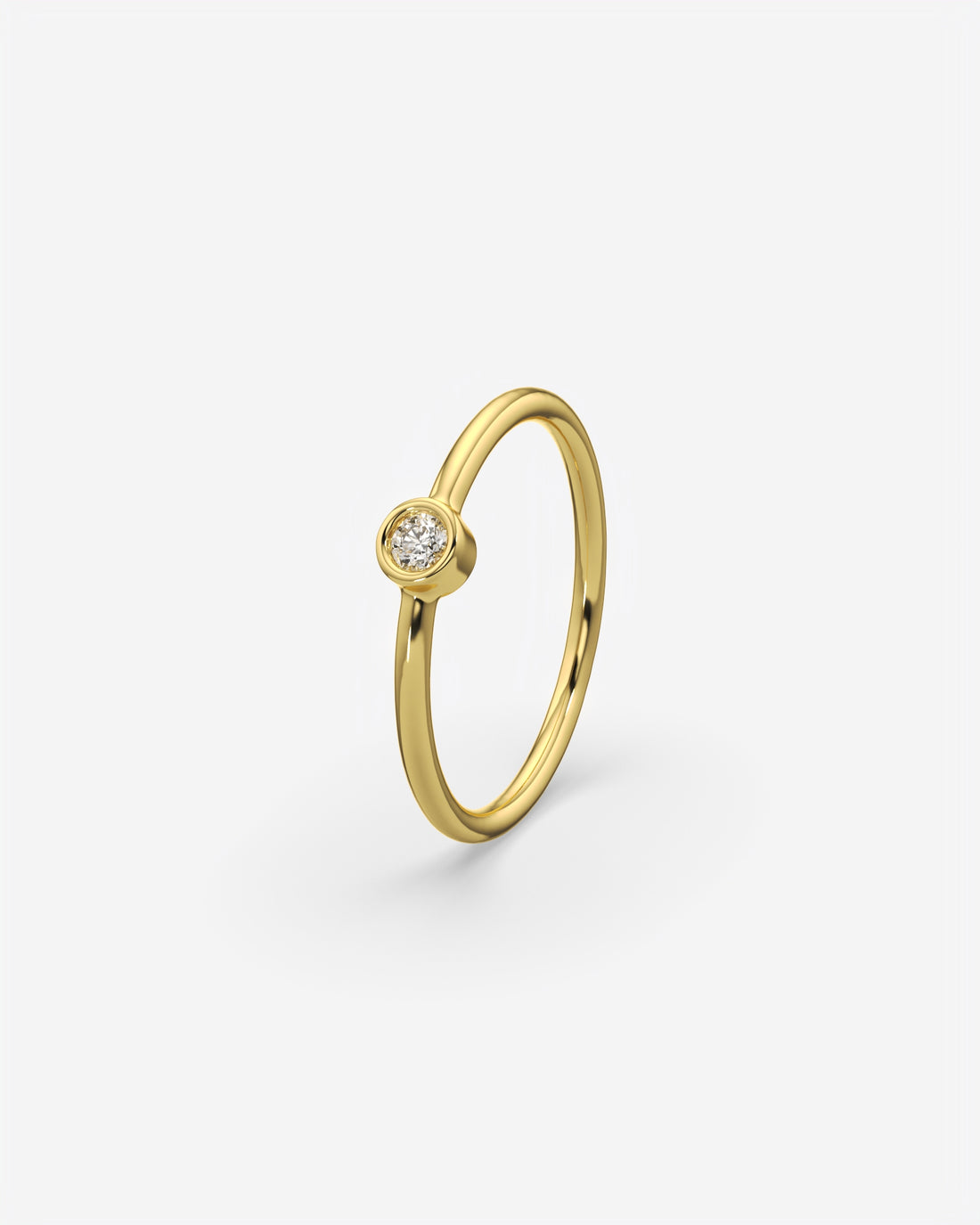Round Solitaire Diamond Ring 14K Yellow Gold