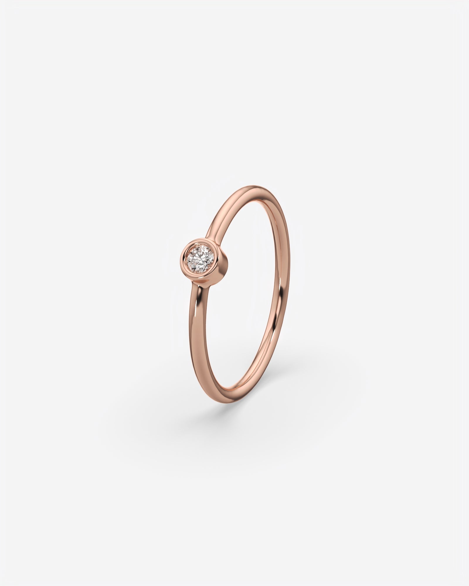 Round Solitaire Diamond Ring 14K Rose Gold