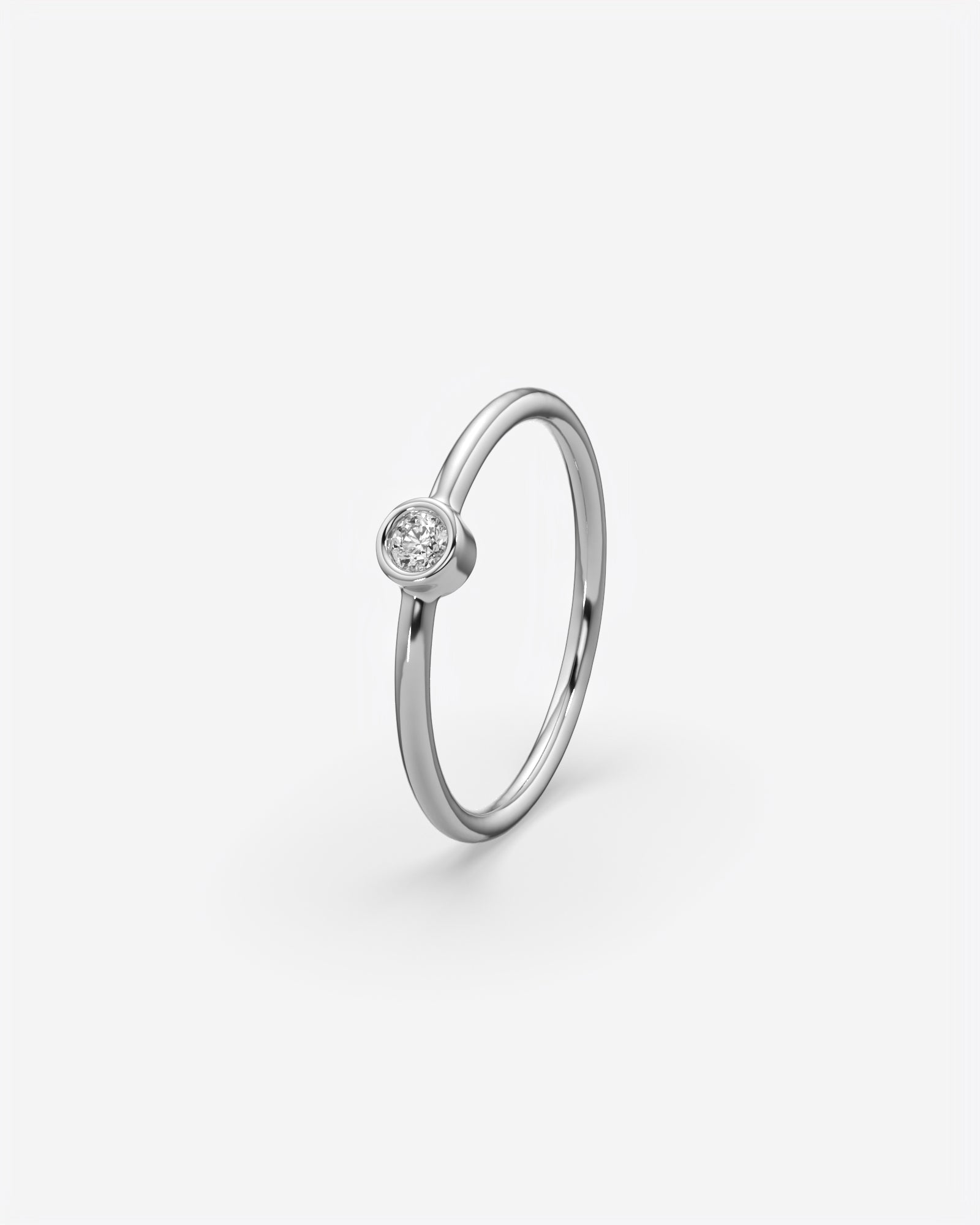 Round Solitaire Diamond Ring 14K White Gold