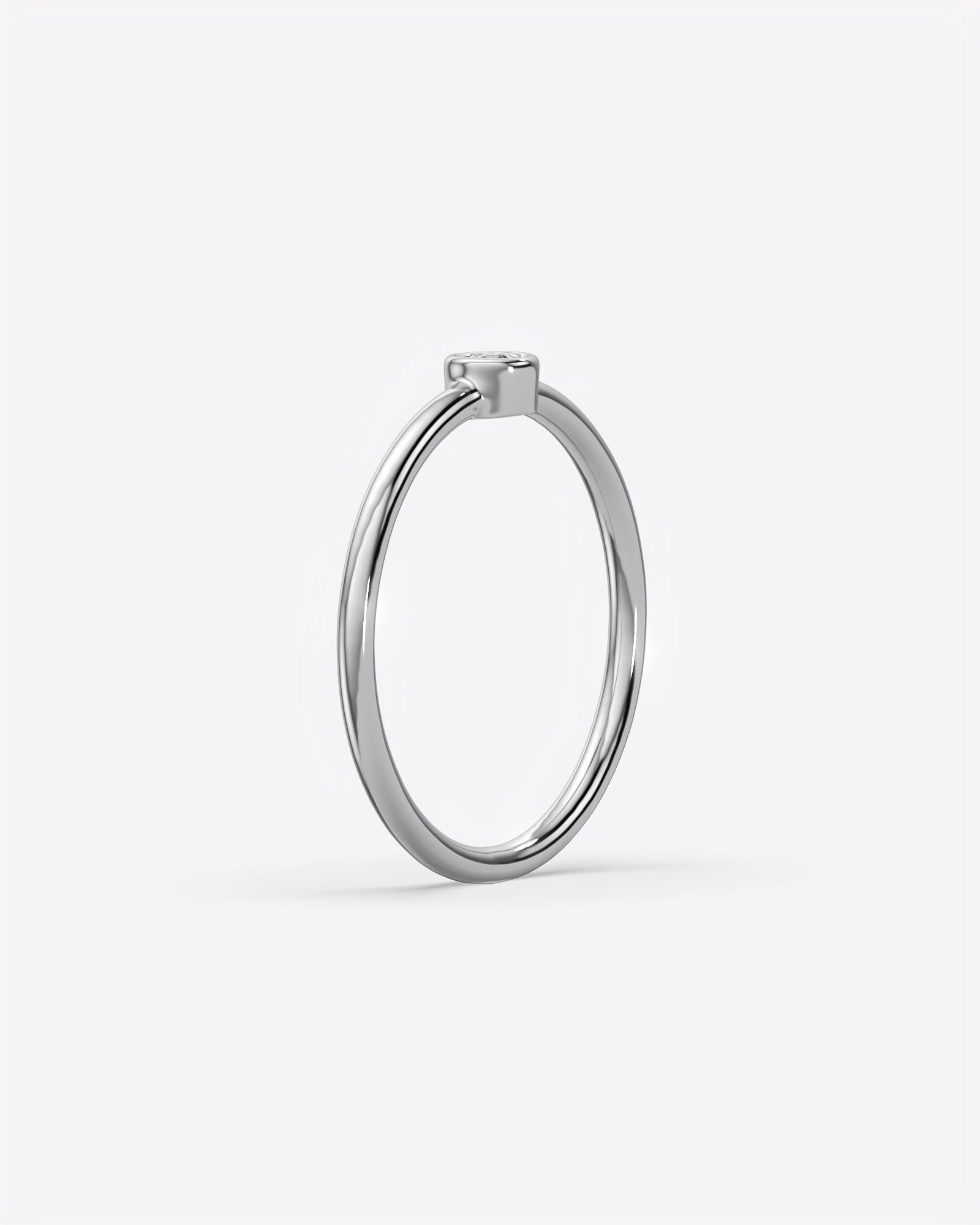 Round Solitaire Diamond Ring 14K White Gold