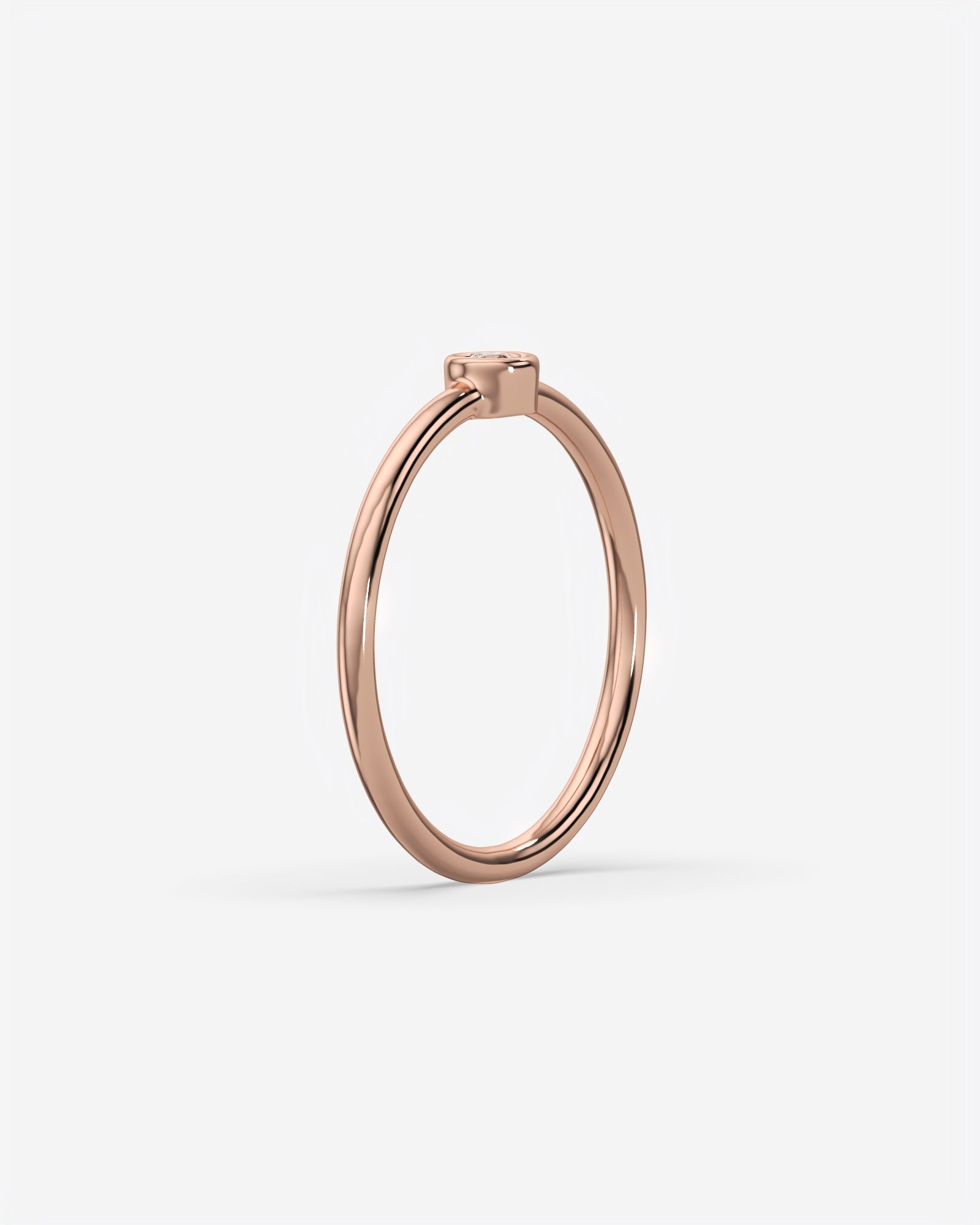 Round Solitaire Diamond Ring 14K Rose Gold