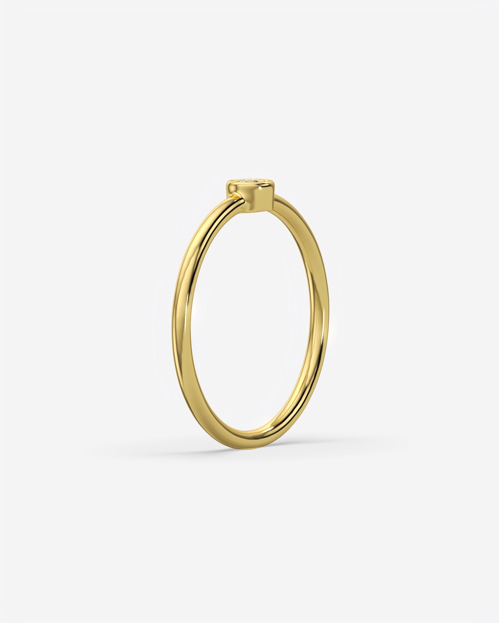 Round Solitaire Diamond Ring 14K Yellow Gold