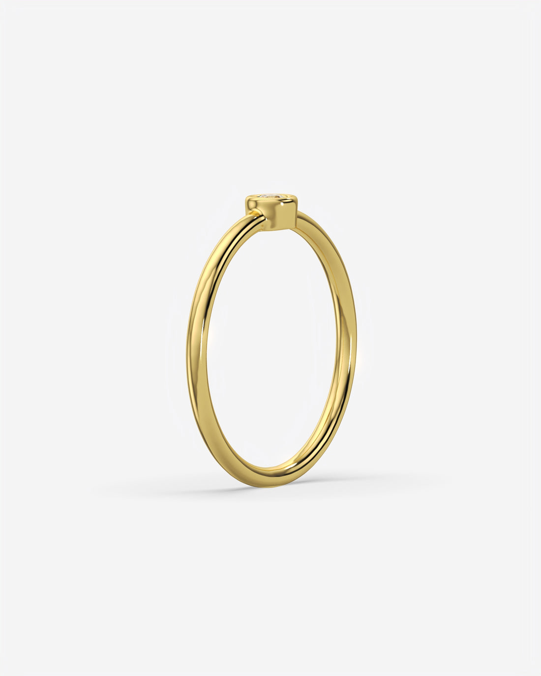 Round Solitaire Diamond Ring 14K Yellow Gold