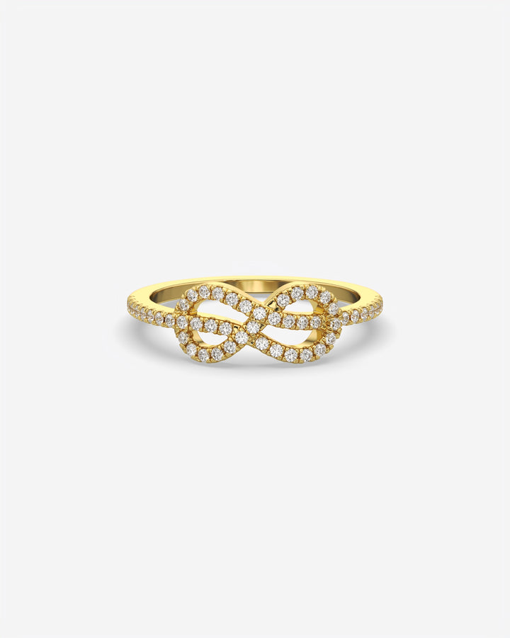 Infinity Knot Diamond Ring 14K Yellow Gold