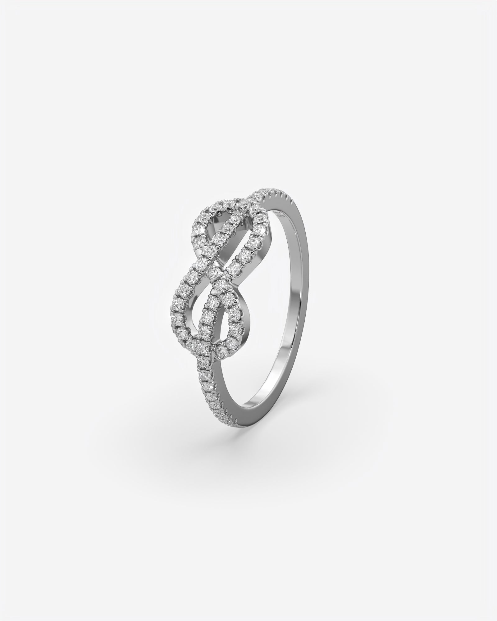 Infinity Knot Diamond Ring 14K White Gold