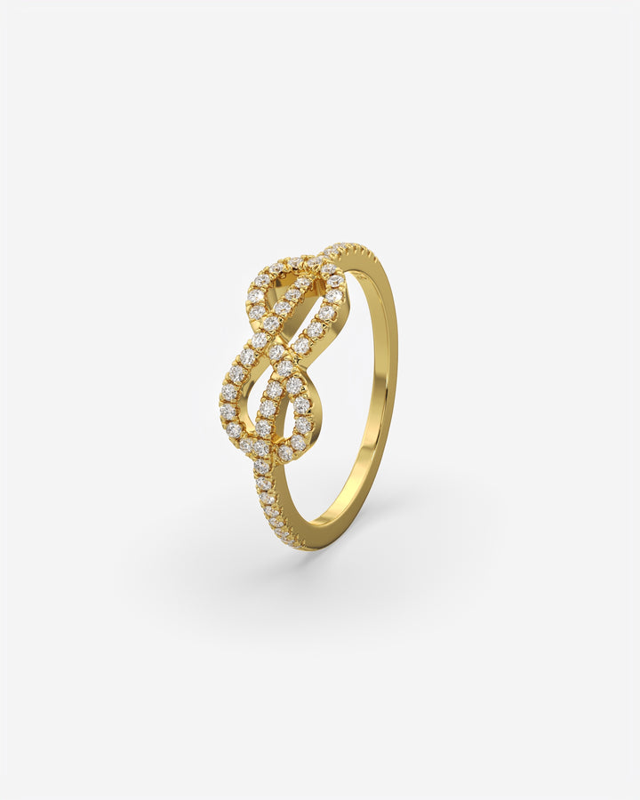 Infinity Knot Diamond Ring 14K Yellow Gold