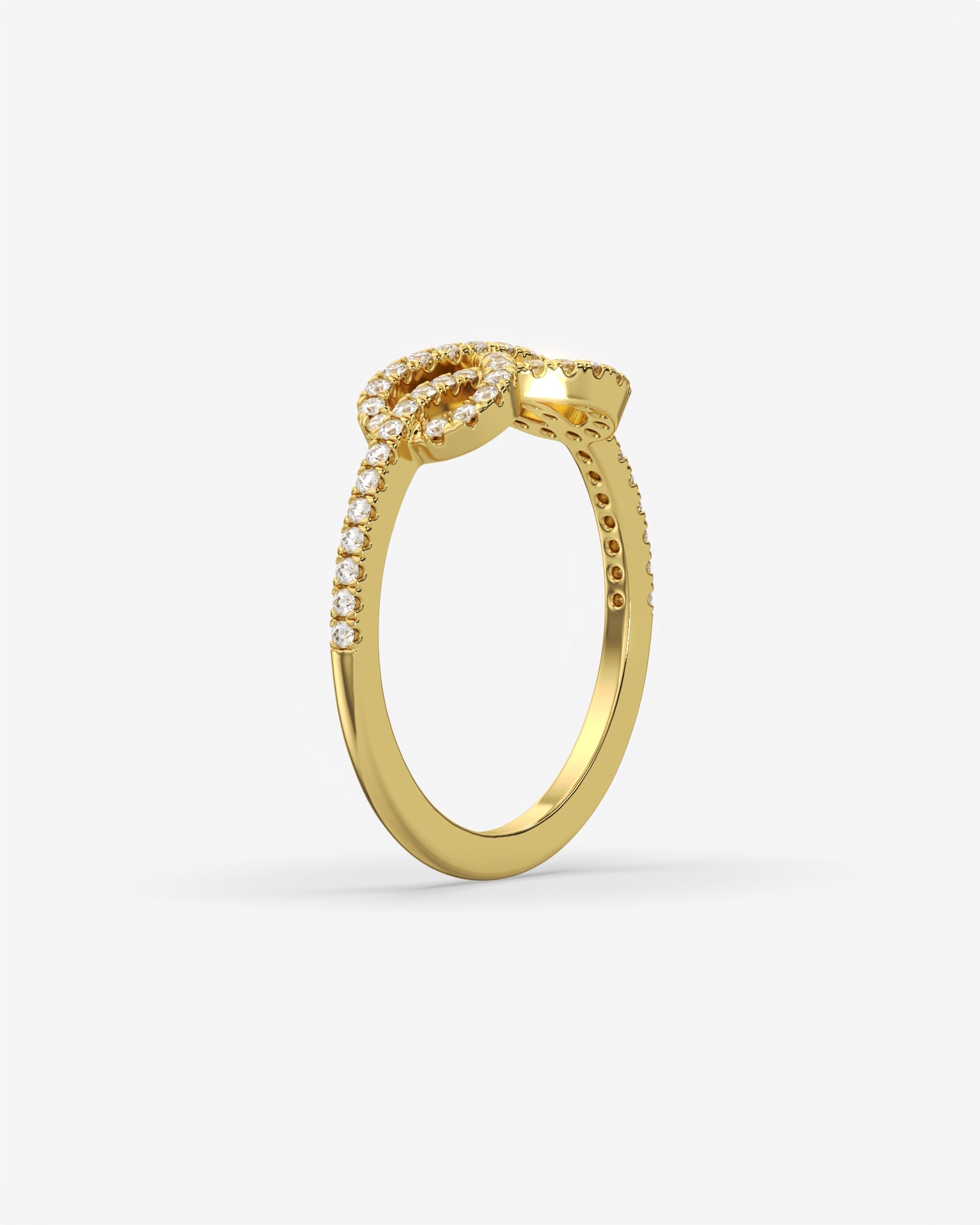 Infinity Knot Diamond Ring 14K Yellow Gold