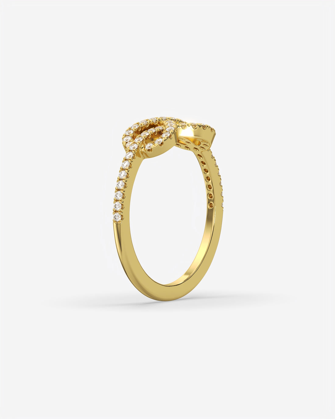 Infinity Knot Diamond Ring 14K Yellow Gold