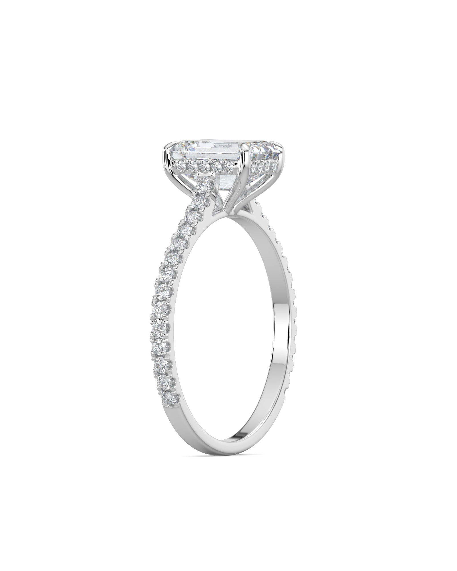 Hidden Halo Emerald-Cut Engagement Ring