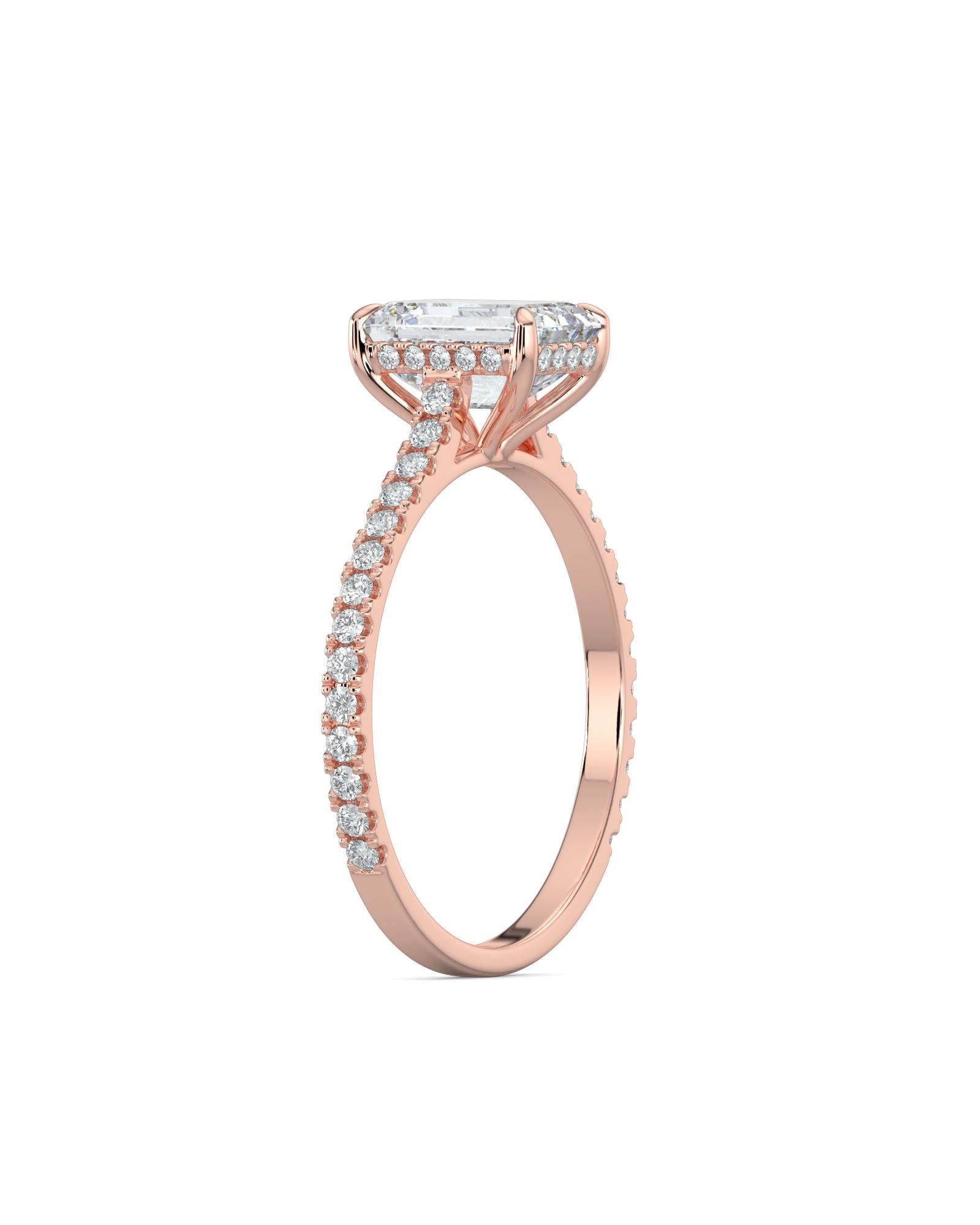 Hidden Halo Emerald-Cut Engagement Ring