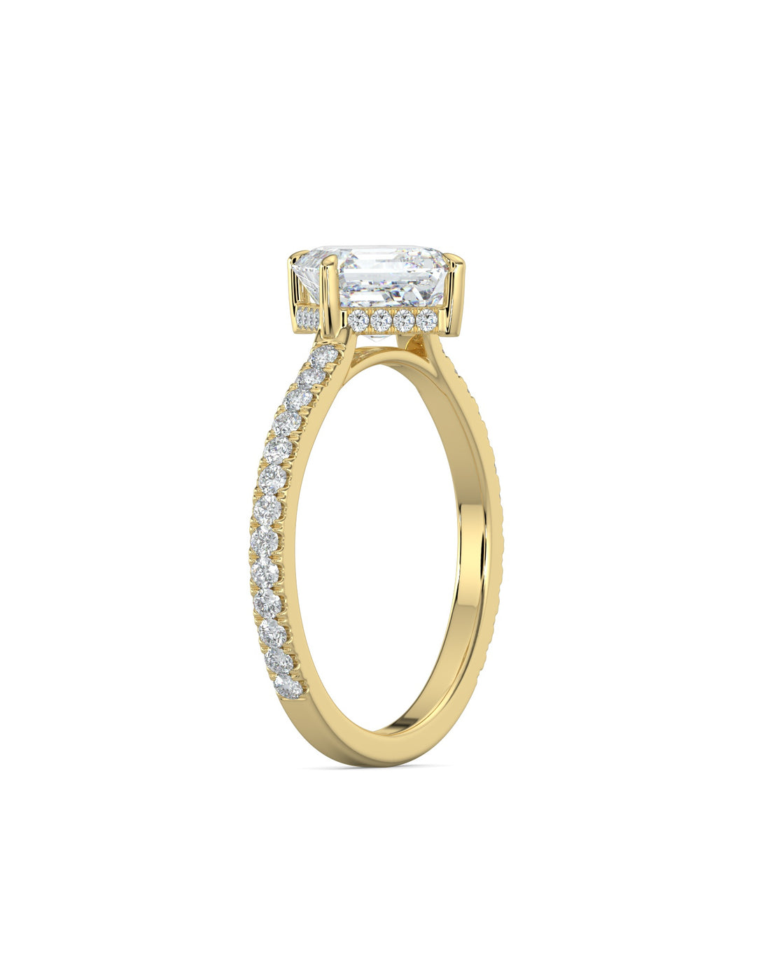 Asscher Diamond Compass Prong Engagement Ring