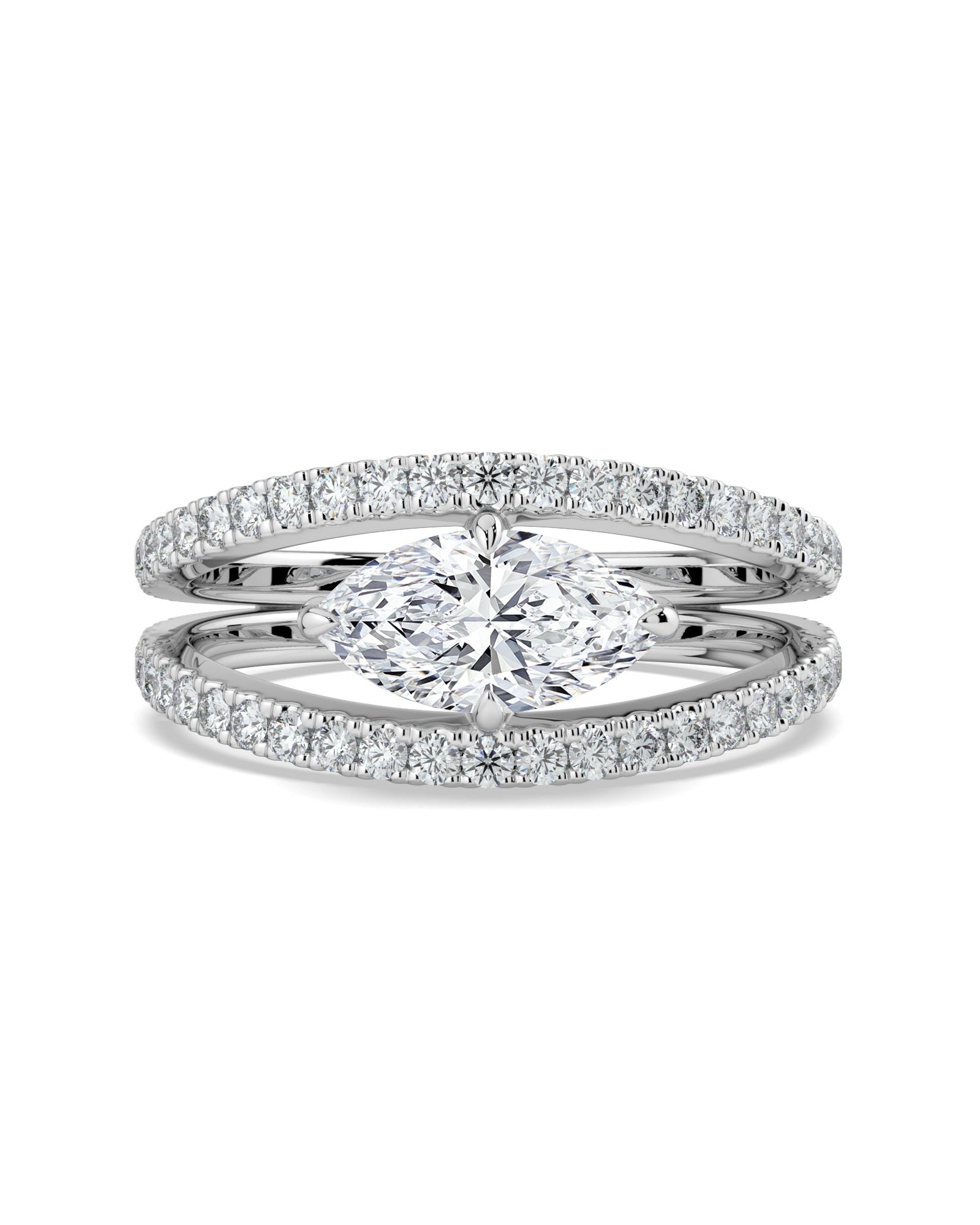 Split Shank East To West Set Marquise Engagement Ring